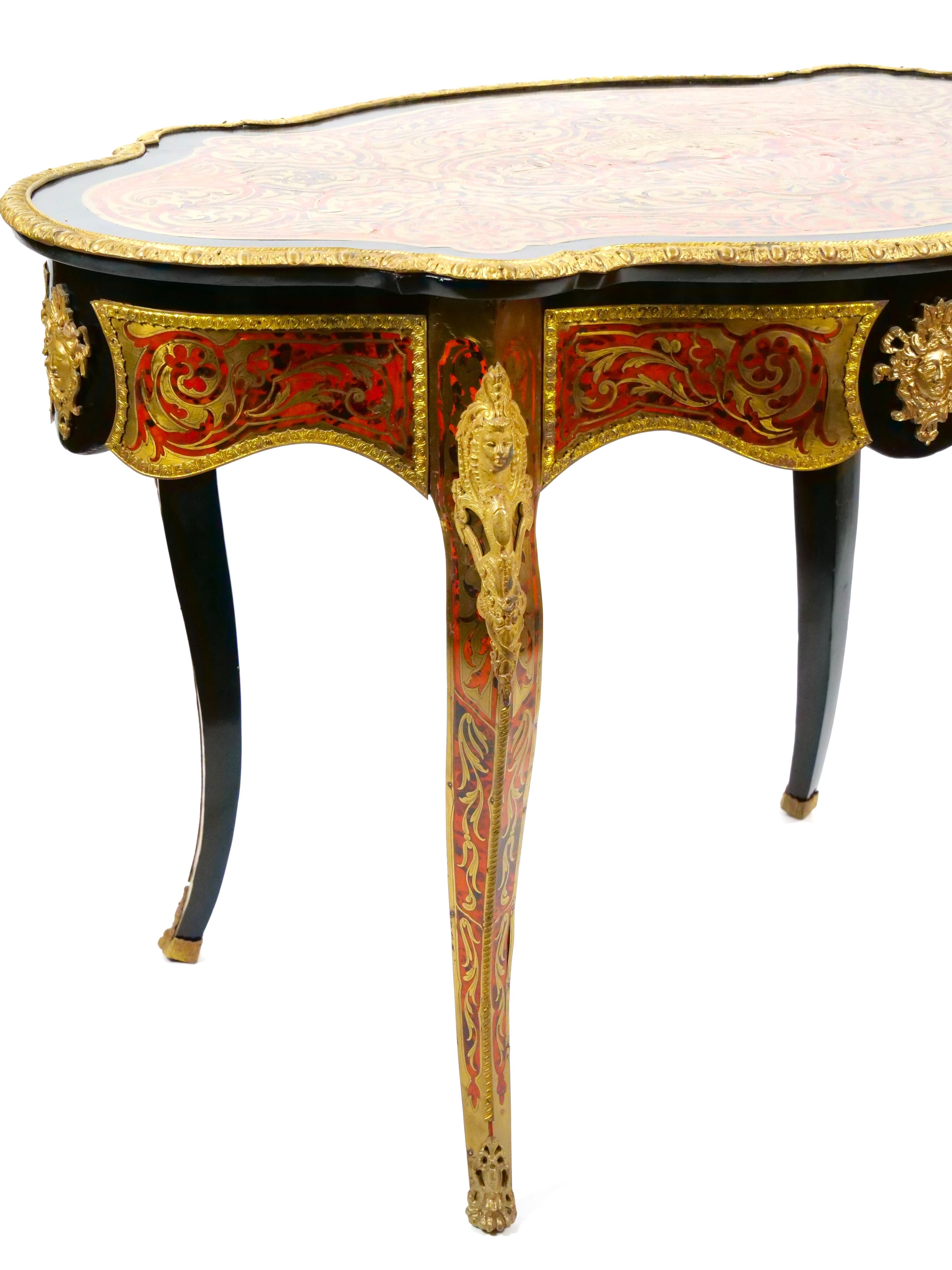 Antique French Continental Bronze Ormolu Mounted Boulle Style Desk/Center Table For Sale 4