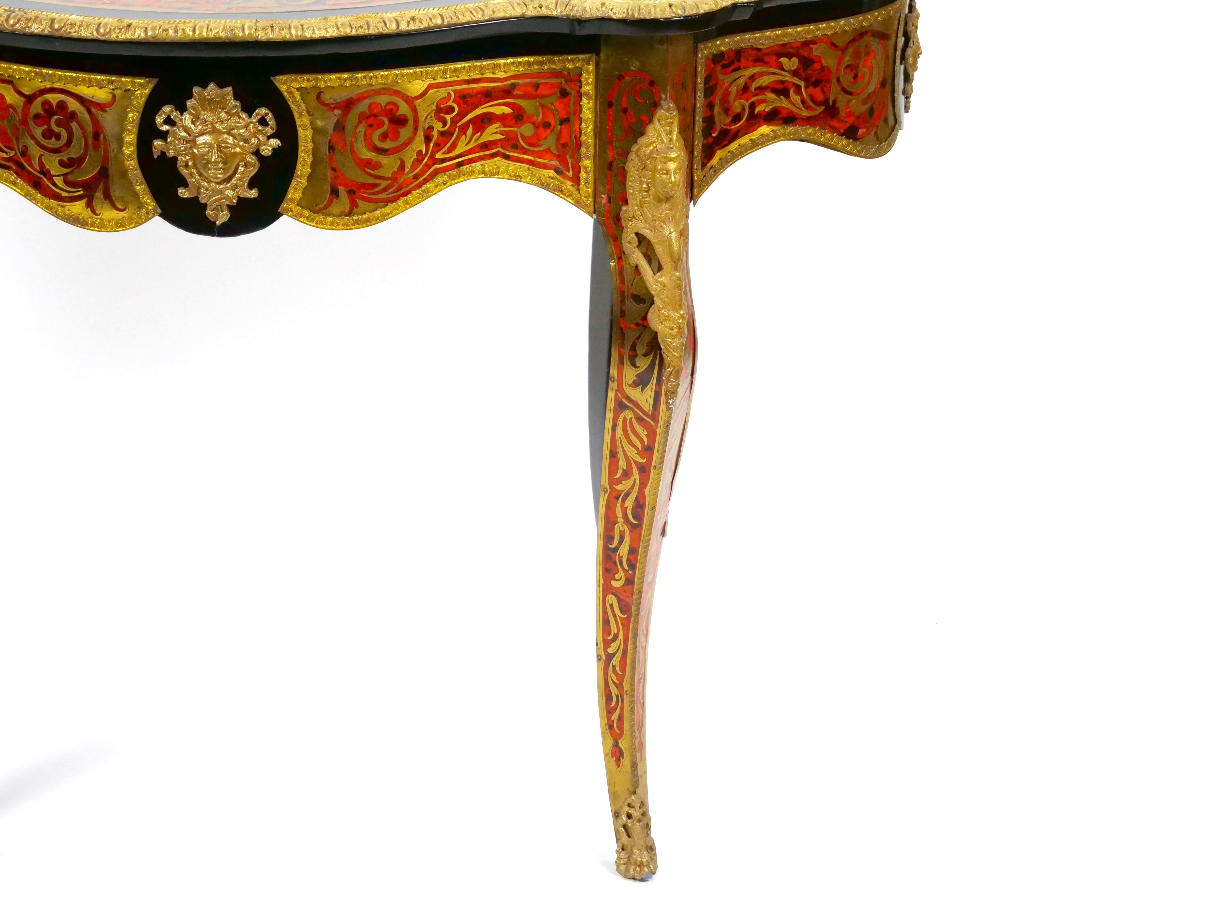 Antique French Continental Bronze Ormolu Mounted Boulle Style Desk/Center Table For Sale 5