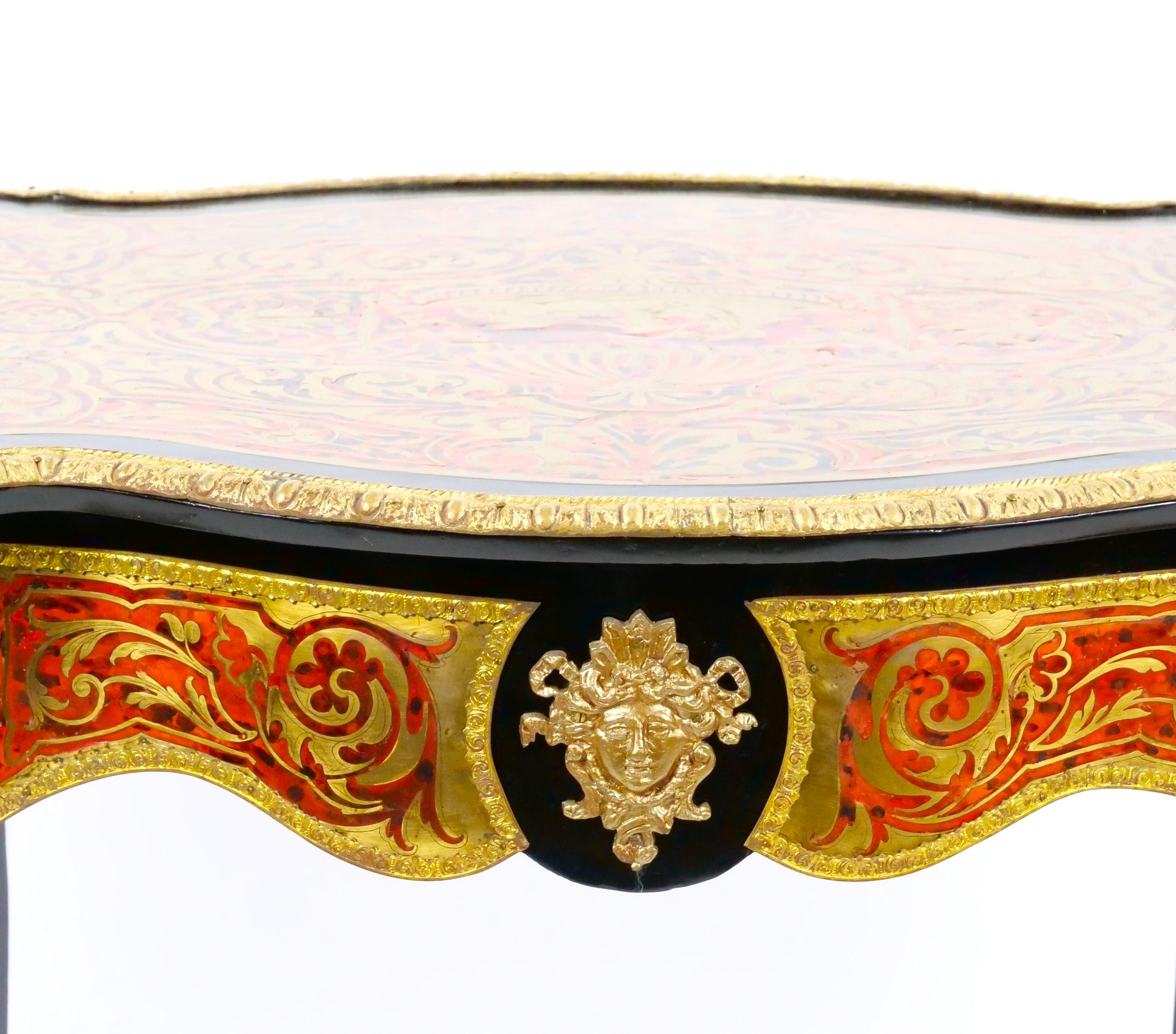 Antique French Continental Bronze Ormolu Mounted Boulle Style Desk/Center Table For Sale 6