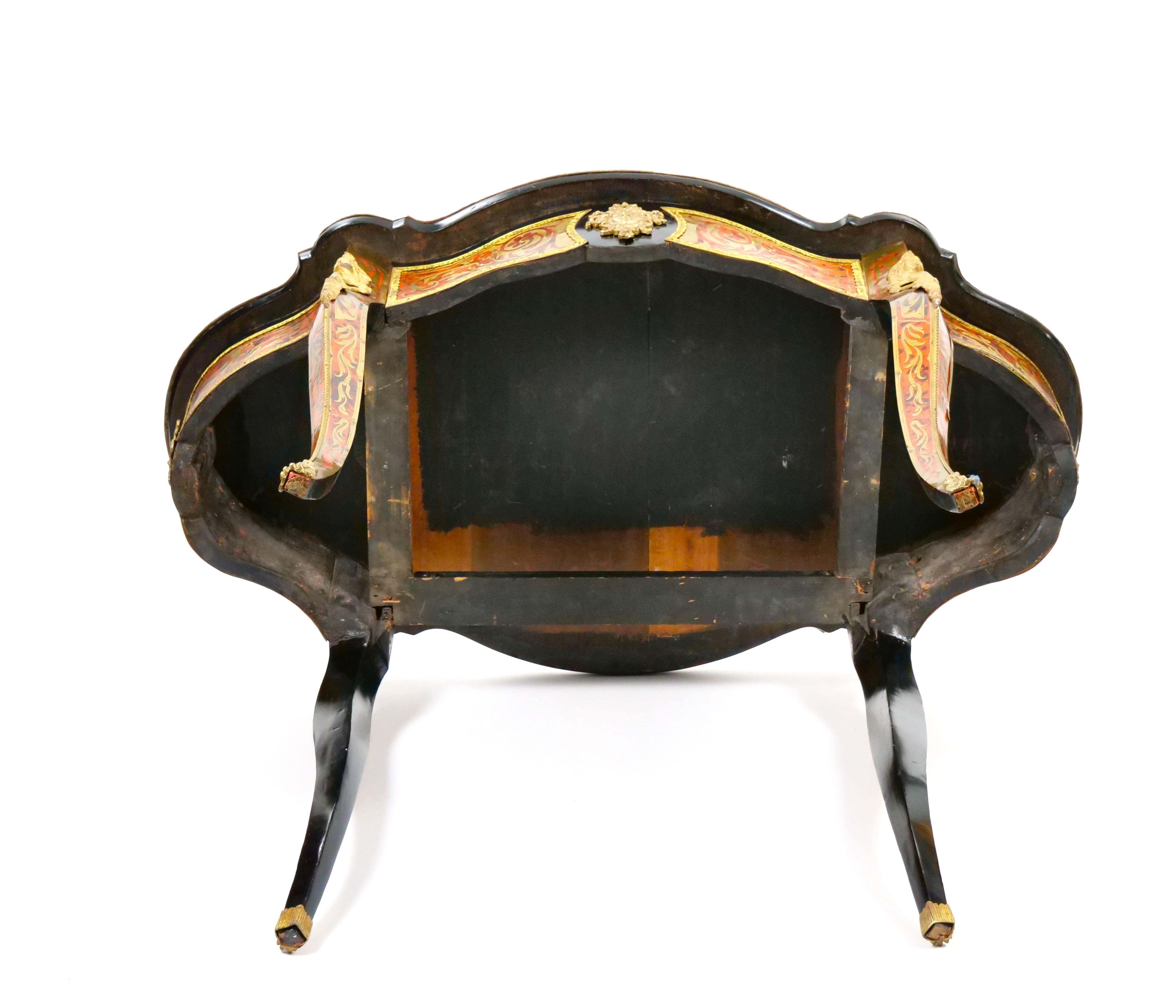 Antique French Continental Bronze Ormolu Mounted Boulle Style Desk/Center Table For Sale 7