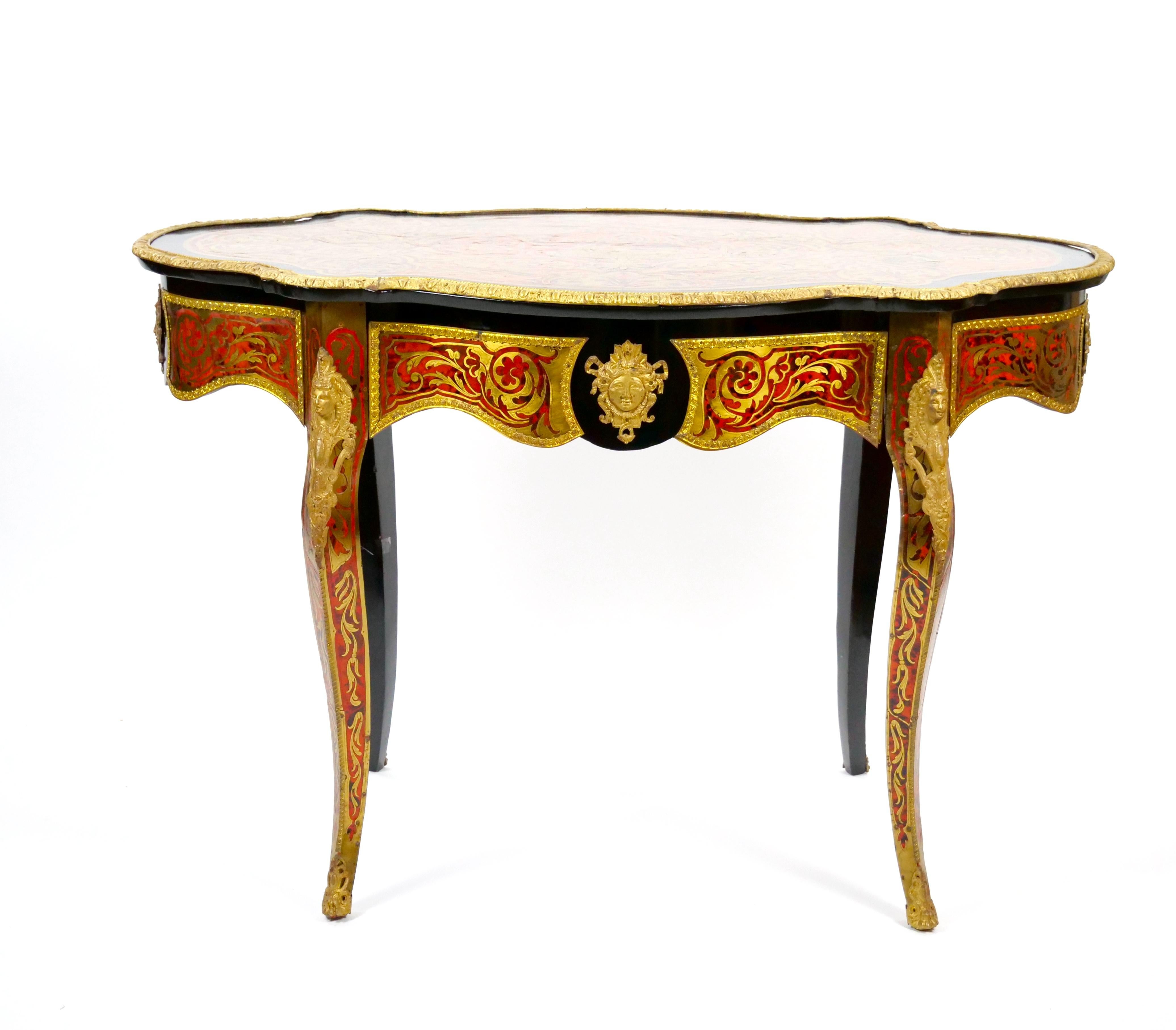 Antique French Continental Bronze Ormolu Mounted Boulle Style Desk/Center Table For Sale 8