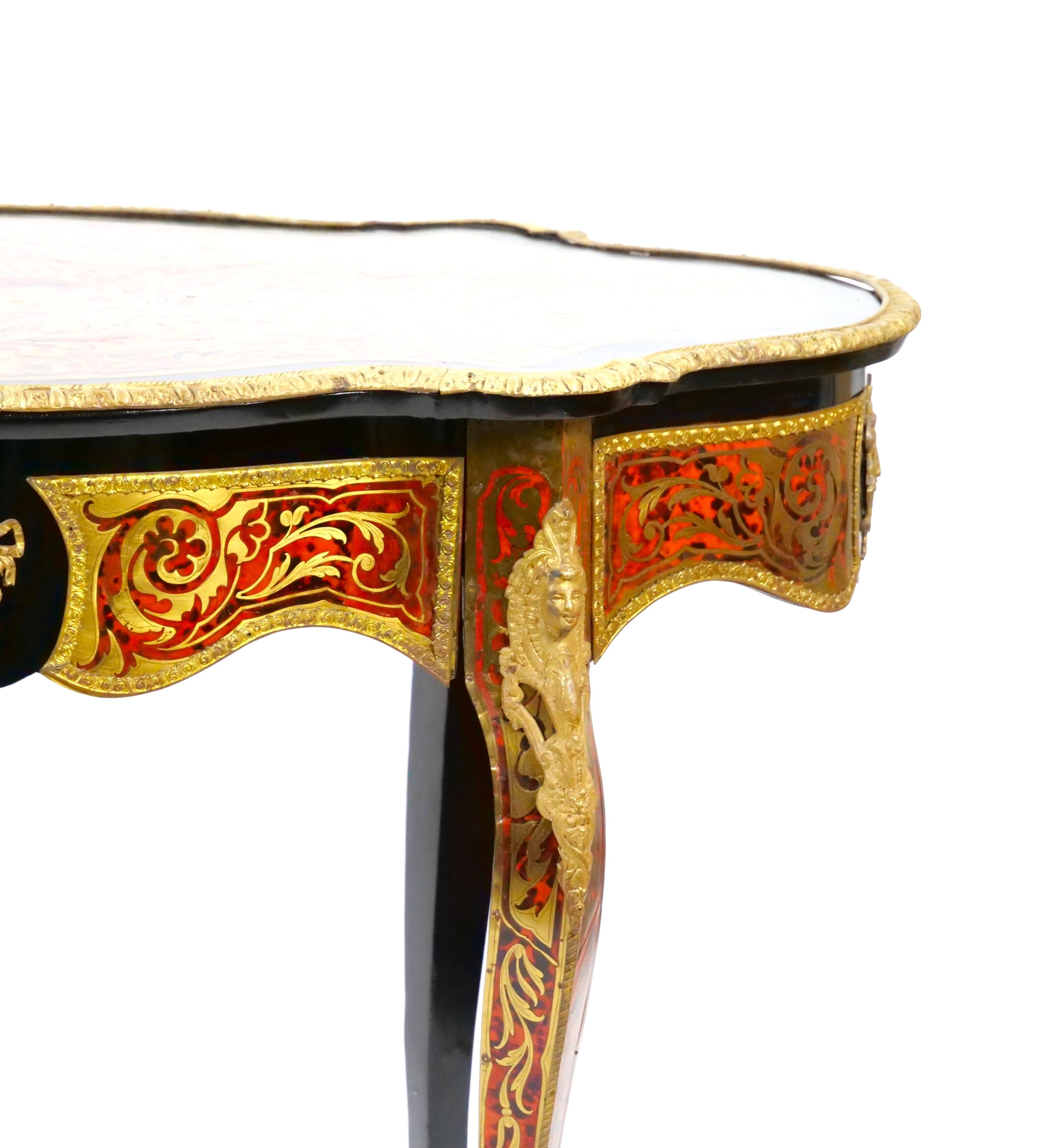 Antique French Continental Bronze Ormolu Mounted Boulle Style Desk/Center Table For Sale 2