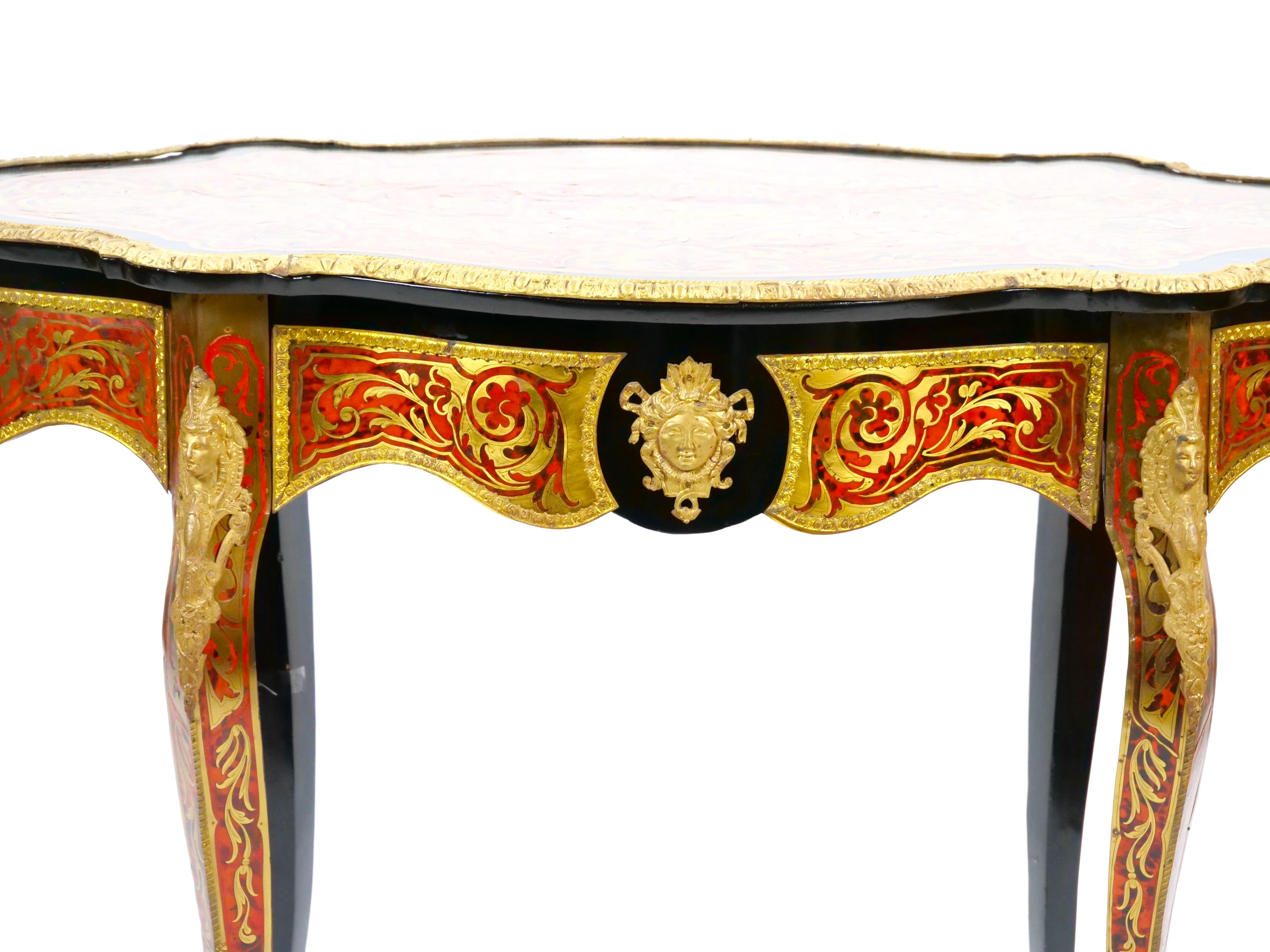 Antique French Continental Bronze Ormolu Mounted Boulle Style Desk/Center Table For Sale 3