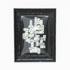 Antique French Convex Glass Frame with Dominoes Decoration