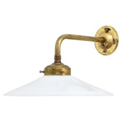Antique French Coolie Glass Brass Wall Light