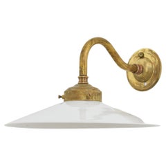 Antique French Coolie Glass Brass Wall Light