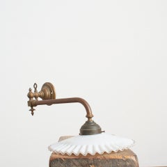 Antique French Coolie Glas Rüschen Messing Wand Küche Aufgabe Licht Wandleuchter