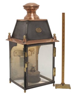 Antique French Copper and Brass Lantern, L. Dorvaux Paris, 19th Century