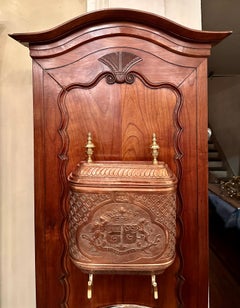Antique French Copper and Brass Lavabo on Carved Walnut Stand, Circa 1900.