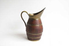 Antique French Copper and Oak Pitcher, Wine Jug Umbrella Holder 1900 hallway