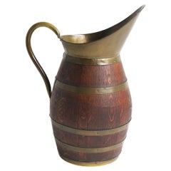 Used French Copper and Oak Pitcher, Wine Jug Umbrella Holder 1900 hallway