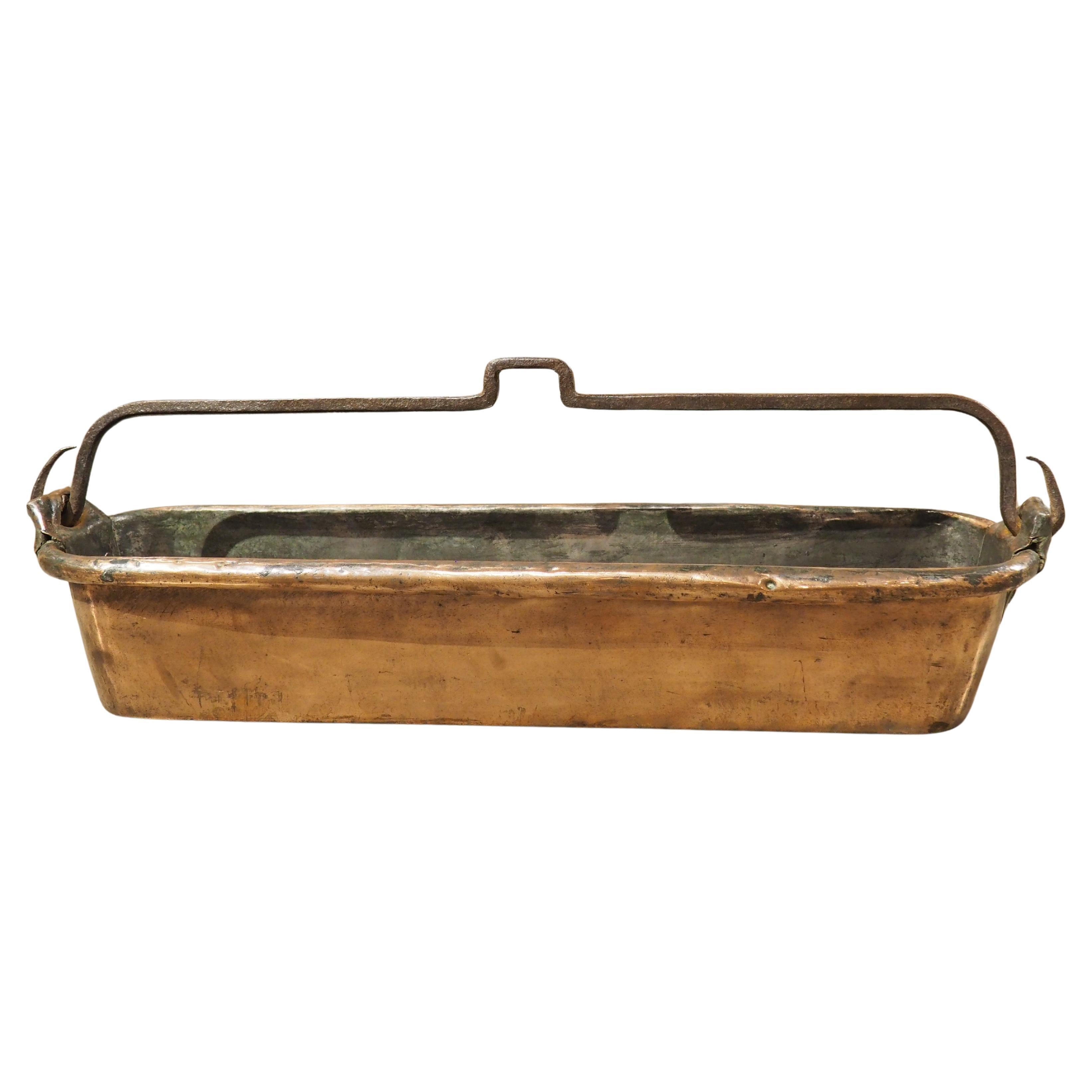 Antique French Poissonniere in rame e ferro battuto, 18° secolo
