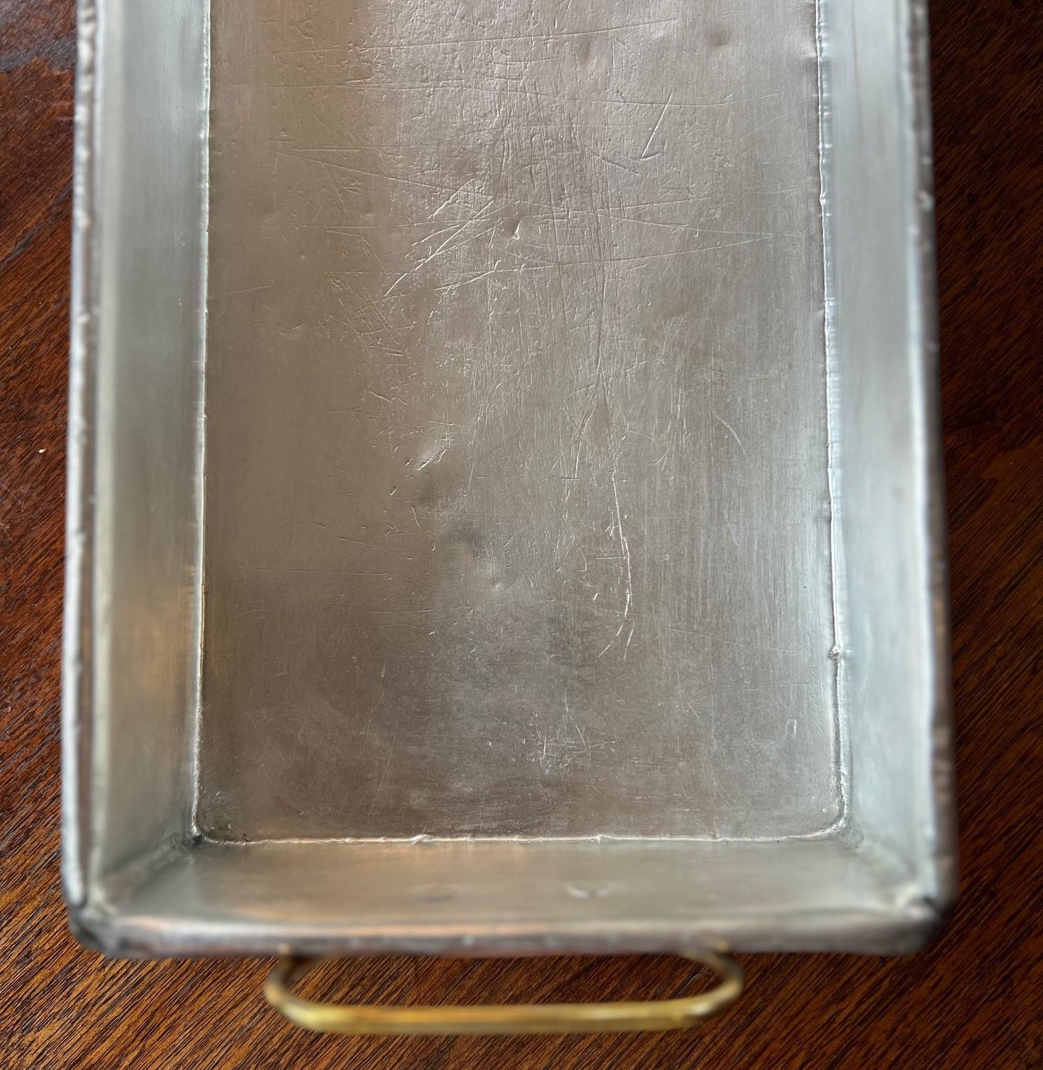 Antique French Copper Bain Marie with Brass Handles - Retinned and Polished 3