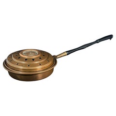 Antique French Copper Bed Warmer with Heart Motifs - 2Y394