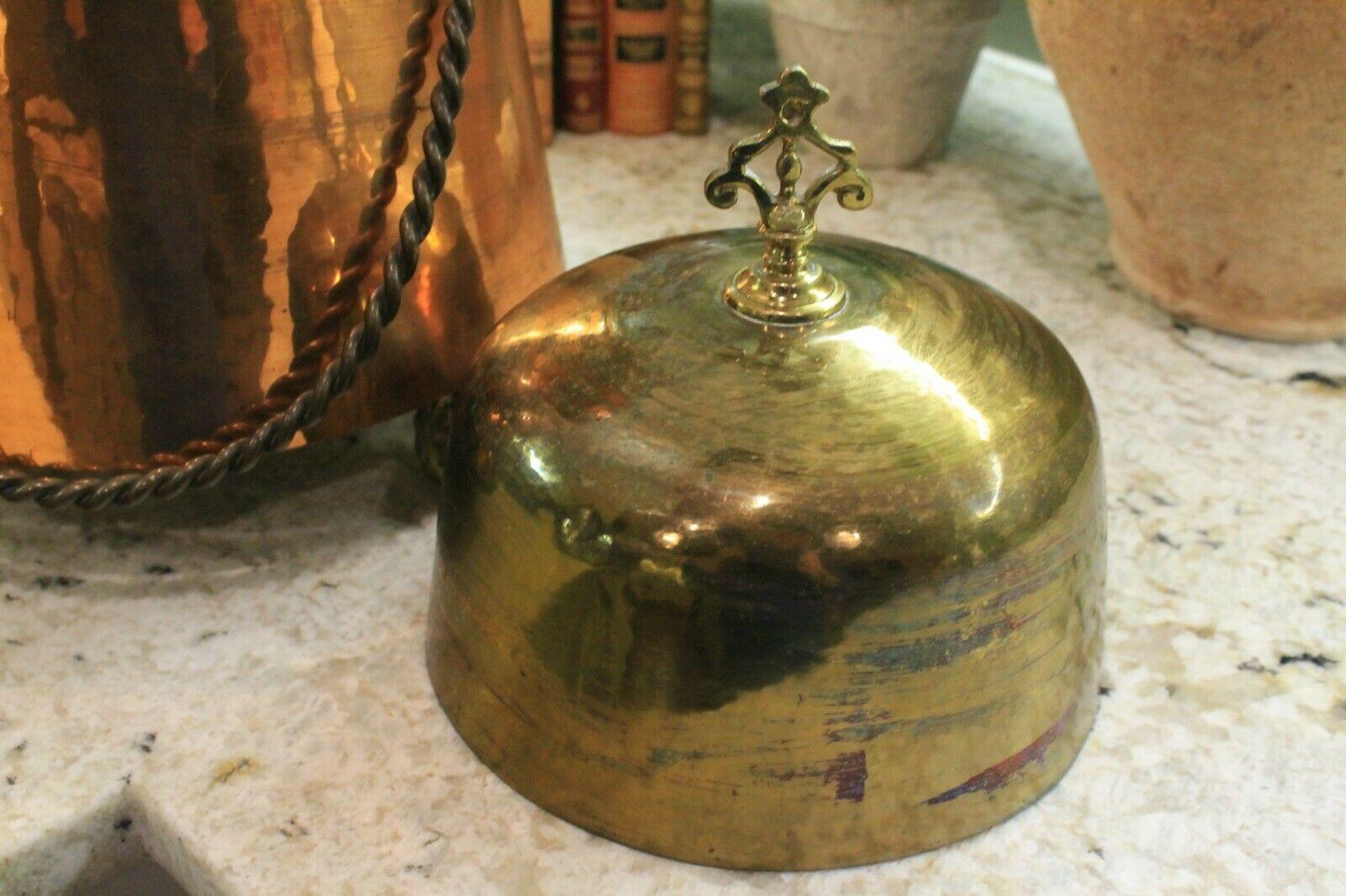 Antique French Copper & Brass Jug Vessel with Lid & Handle Hand Seamed 19th C 6