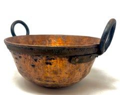 Antique French Copper Candy Kettle / Pan With Iron Handles, Circa 1880-1890.