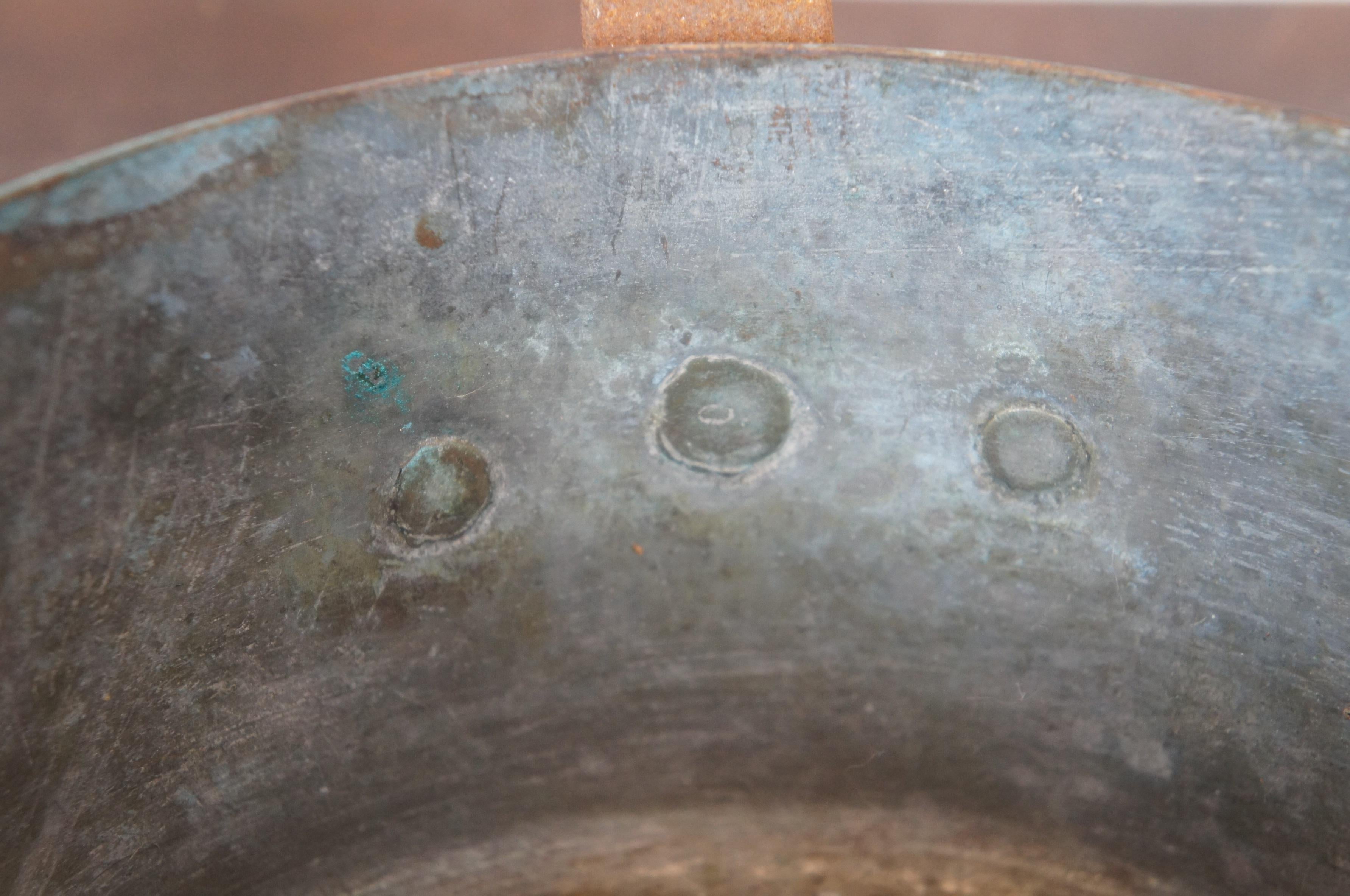Antique French Copper Cast Iron Sauce Saute Pan Cook Pot Farmhouse Rustic 4