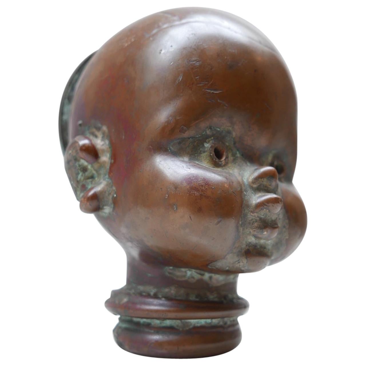 Antike französische Puppenform aus Kupfer