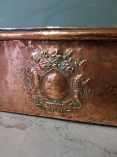 Antique French Copper Fish Pan Decorated with Coat of Arms