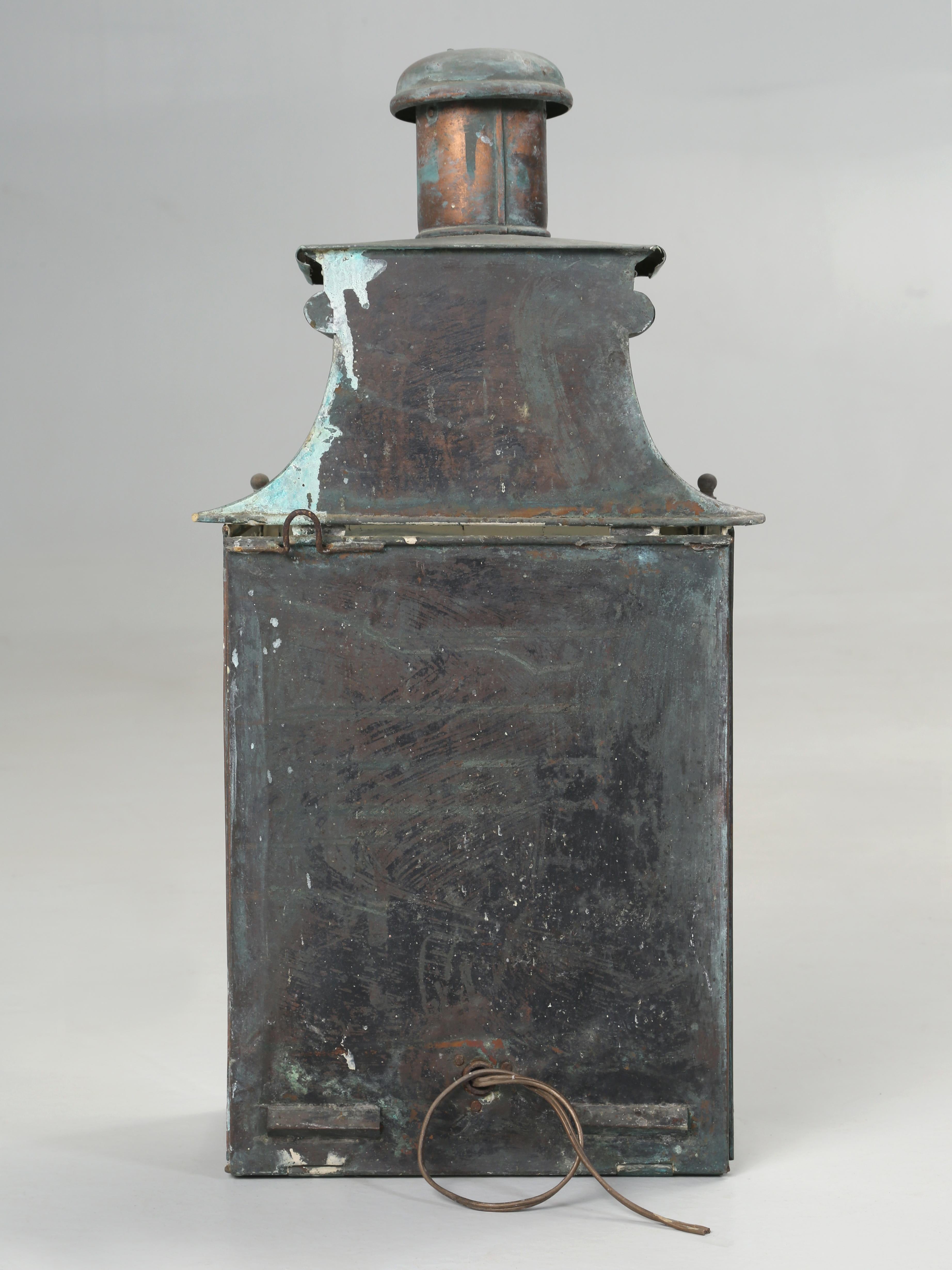 Antique French Copper Lantern Original Unrestored Condition Beautiful Patina  6