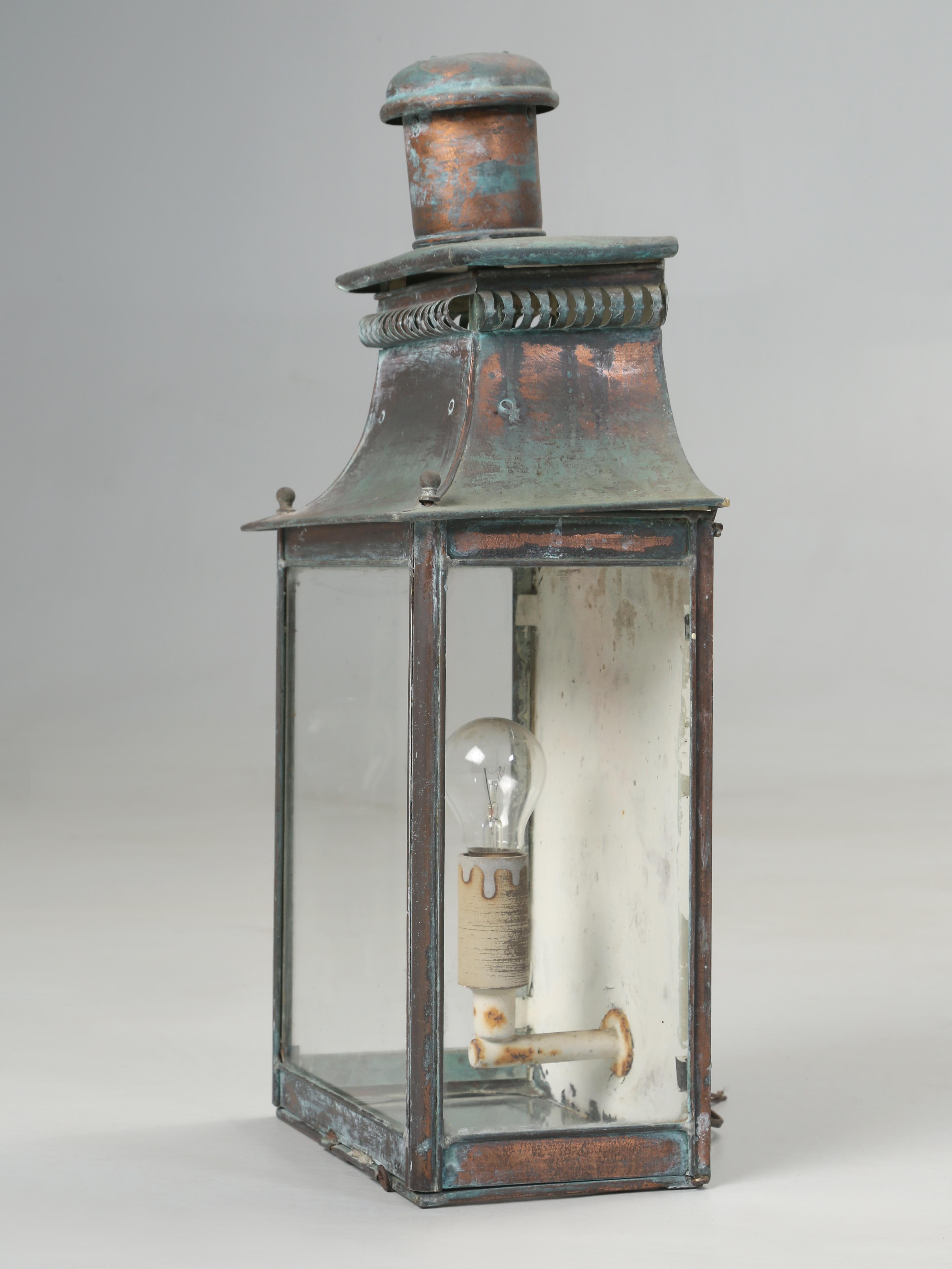Country Antique French Copper Lantern Original Unrestored Condition Beautiful Patina 