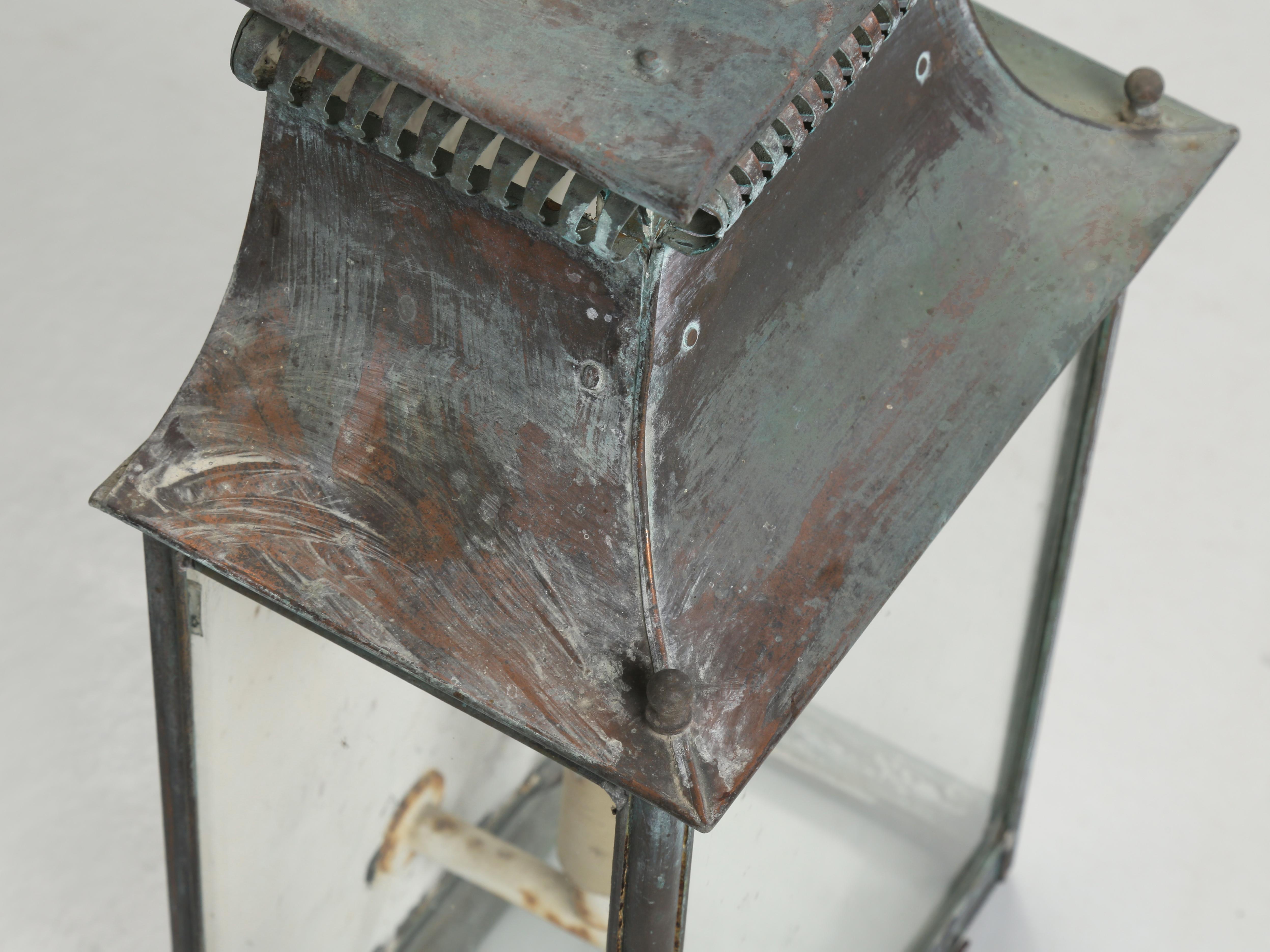 Antique French Copper Lantern Original Unrestored Condition Beautiful Patina  1