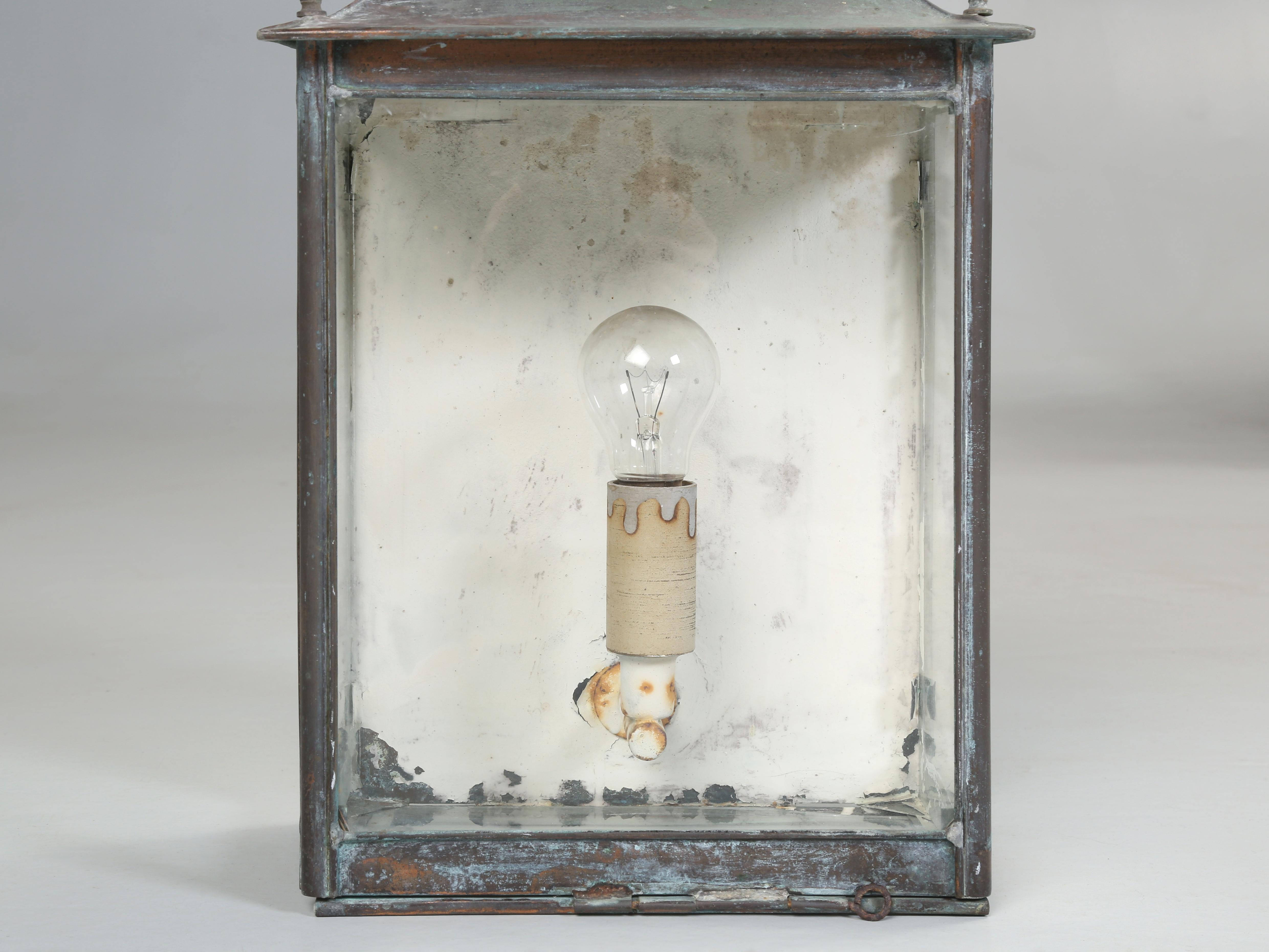 Antique French Copper Lantern Original Unrestored Condition Beautiful Patina  2