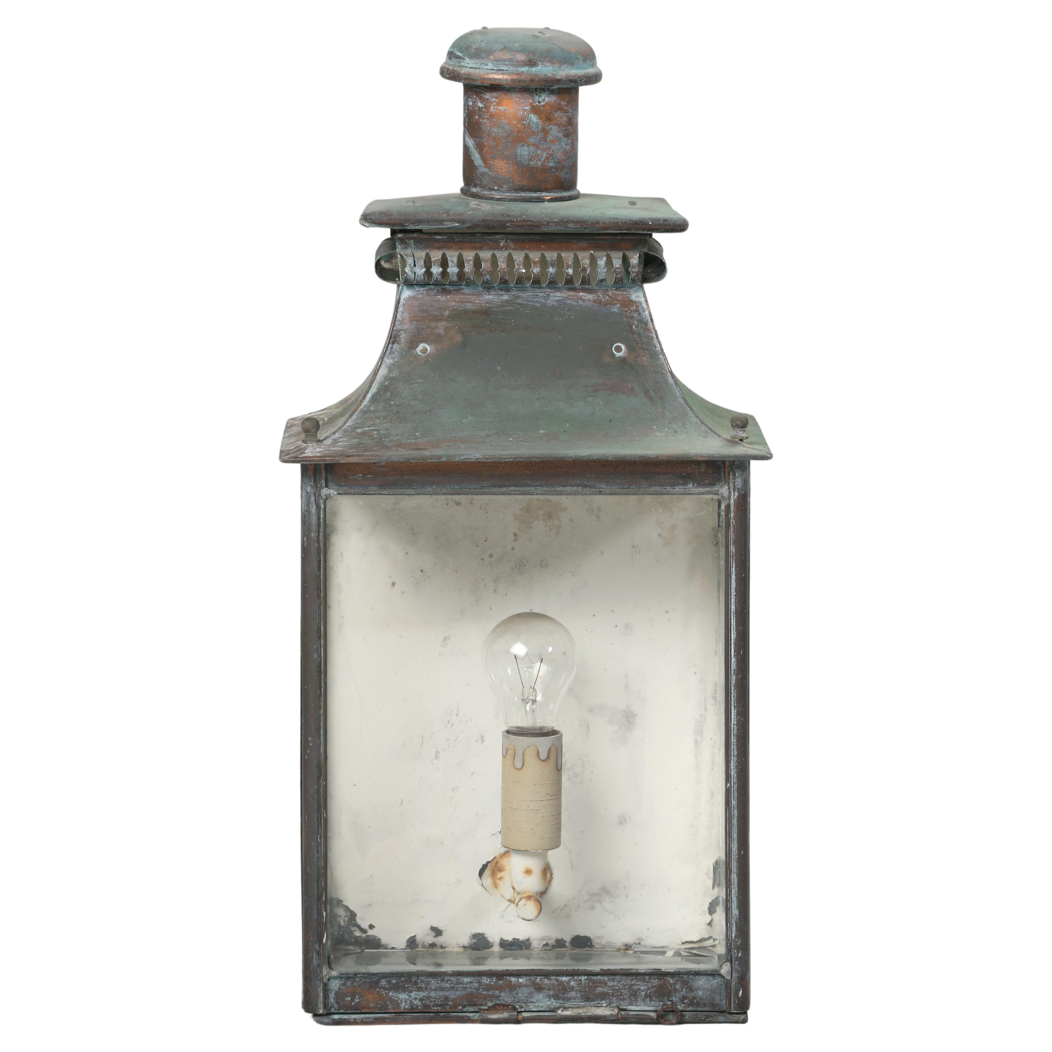 Antique French Copper Lantern Original Unrestored Condition Beautiful Patina 