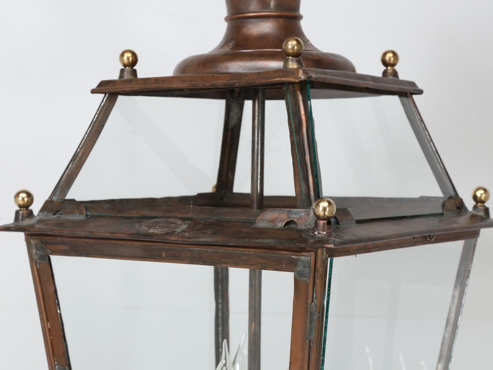 Antique French Copper Lantern, Restored In Good Condition In Chicago, IL