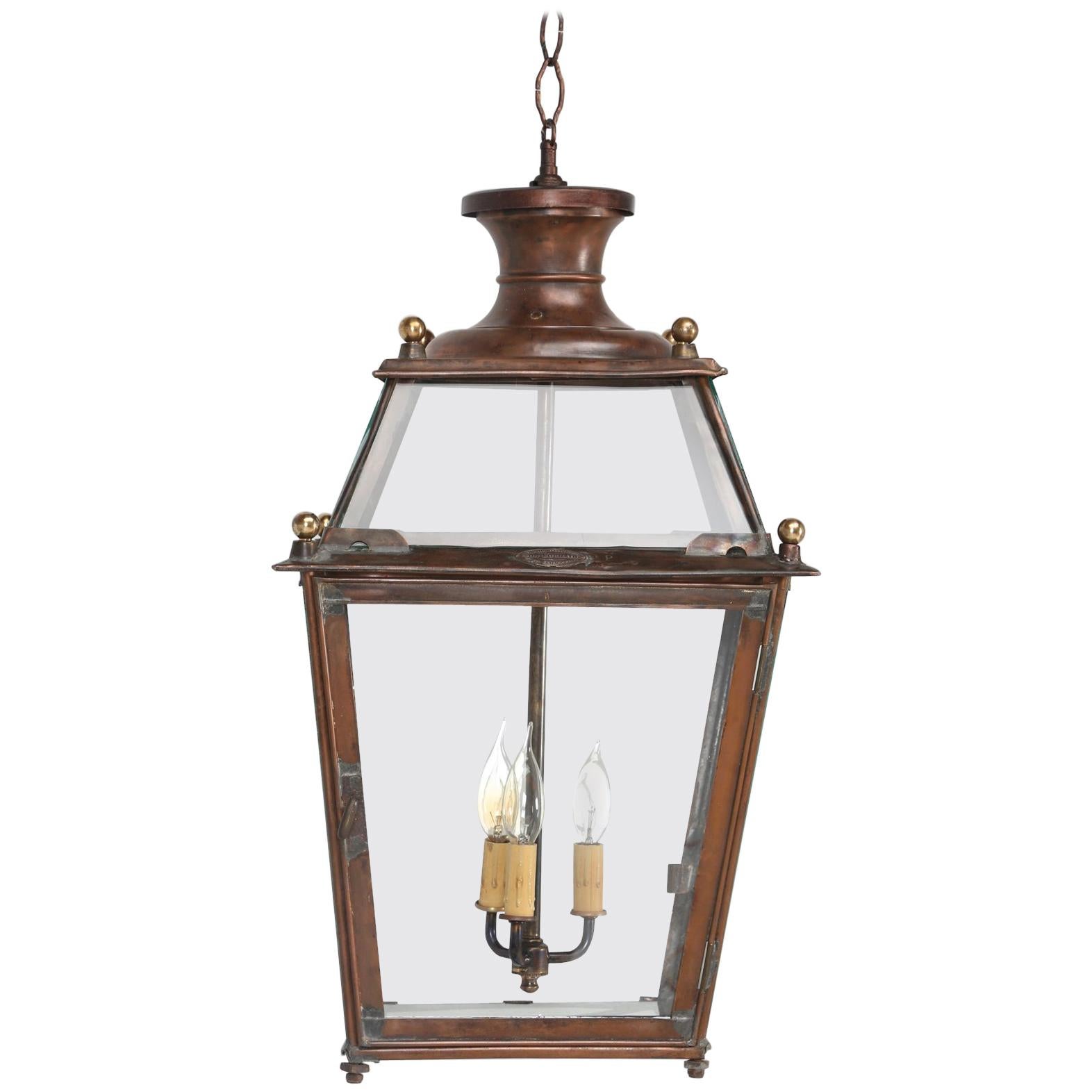 Antique French Copper Lantern, Restored
