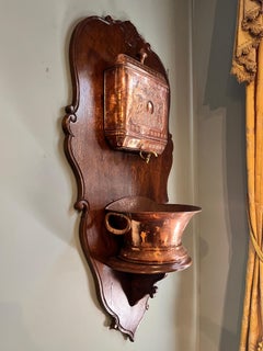 Antique French Copper Lavabo Oak Panel circa 1890