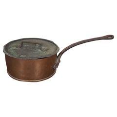 Antique French Copper Lidded Sauce Saute Pan Cook Pot Farmhouse