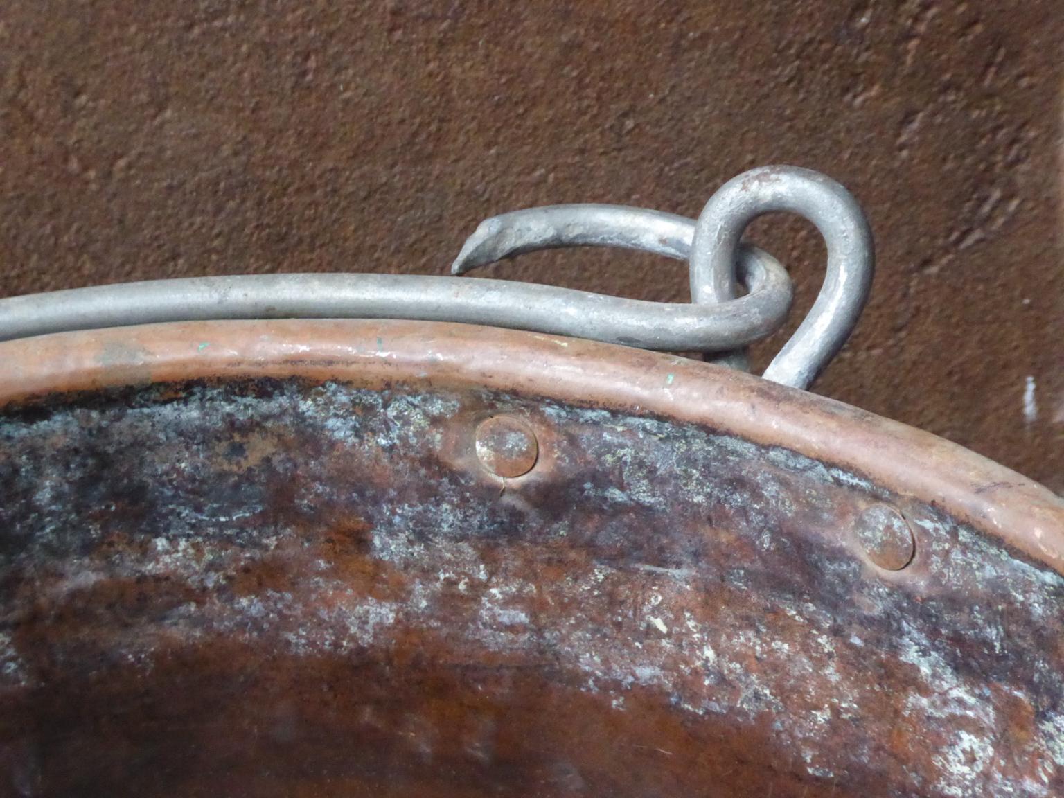 Forged Antique Dutch Copper Log Holder, 18th Century For Sale