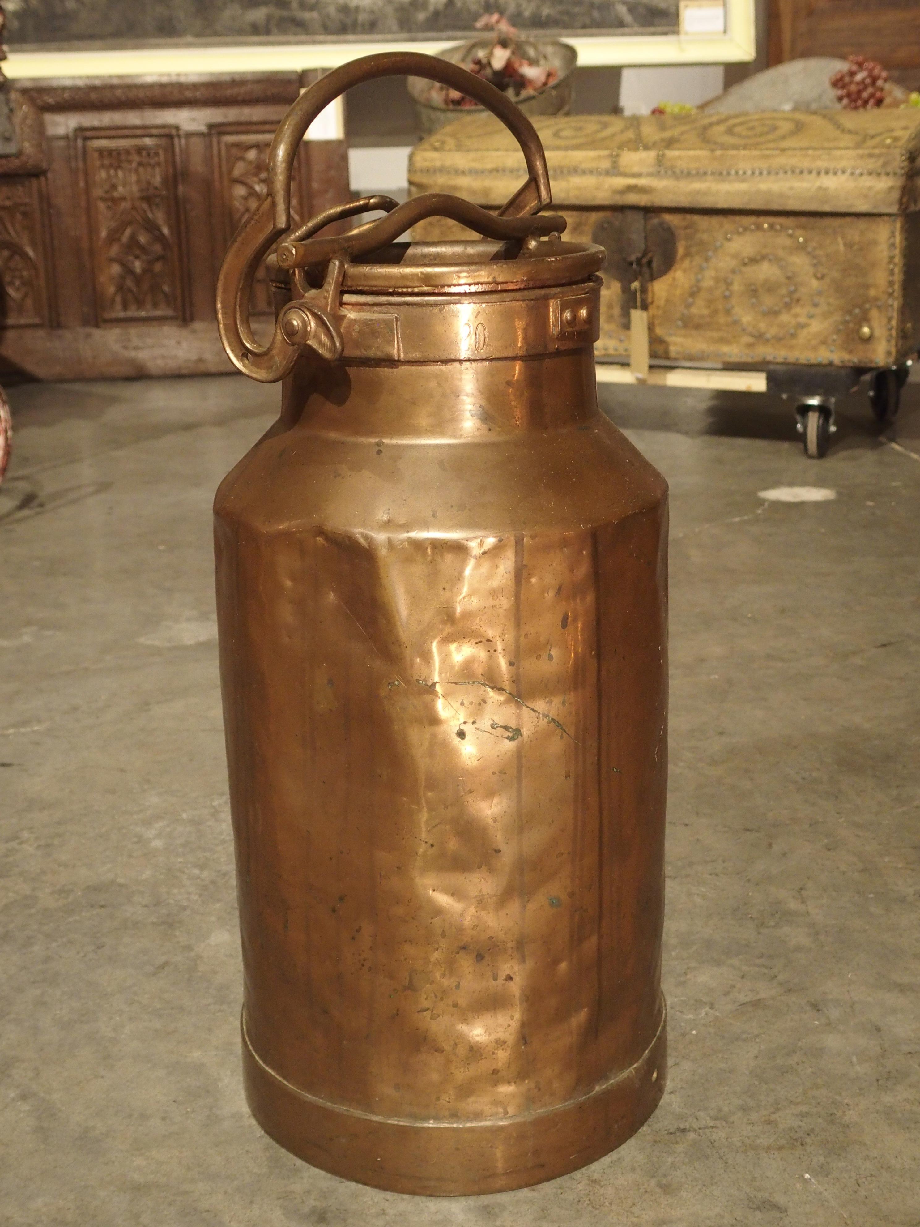 Hand-Crafted Antique French Copper Milk Container, Late 19th Century