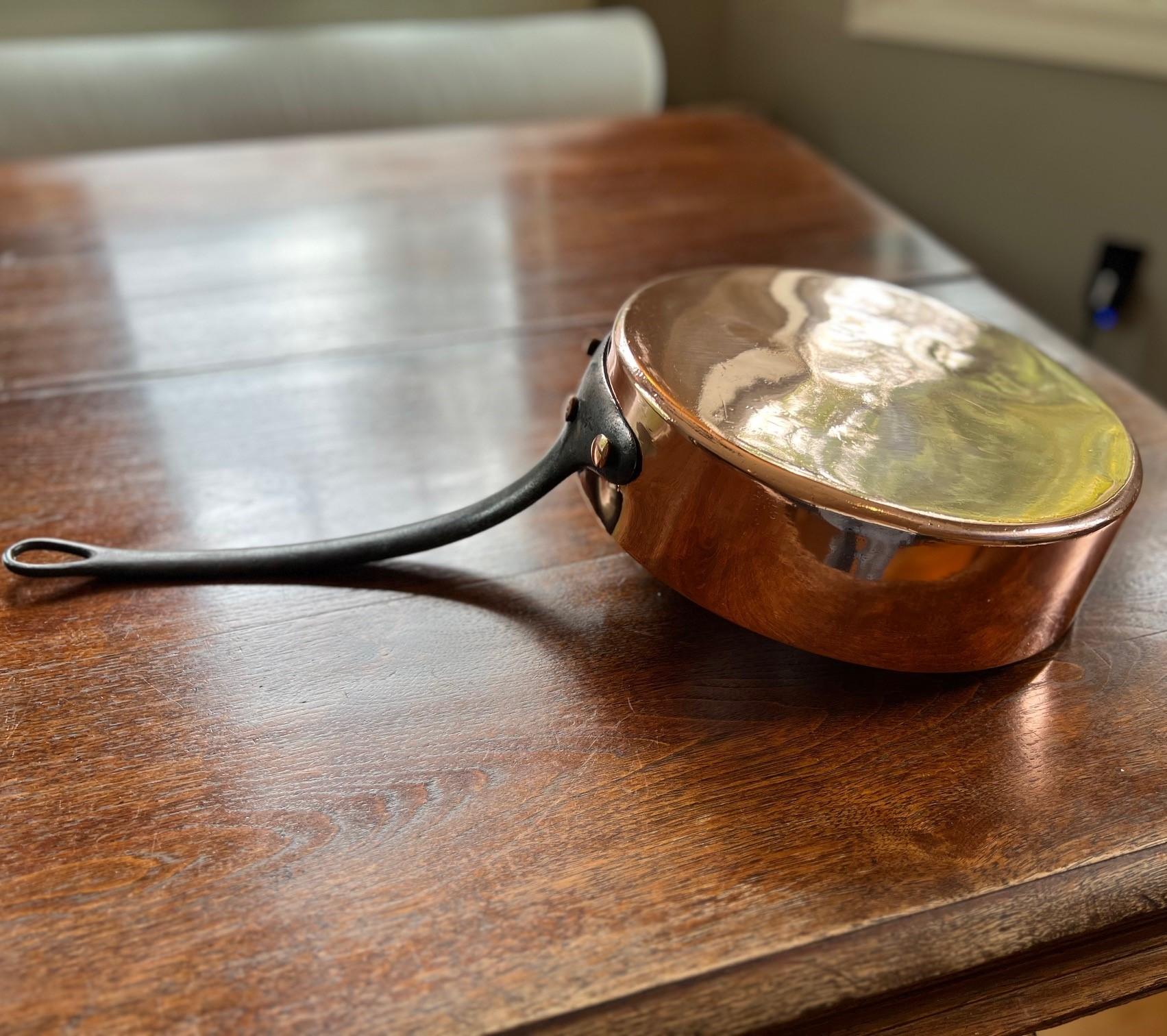 Antique French Copper Sauteuse - Retinned and Polished 5
