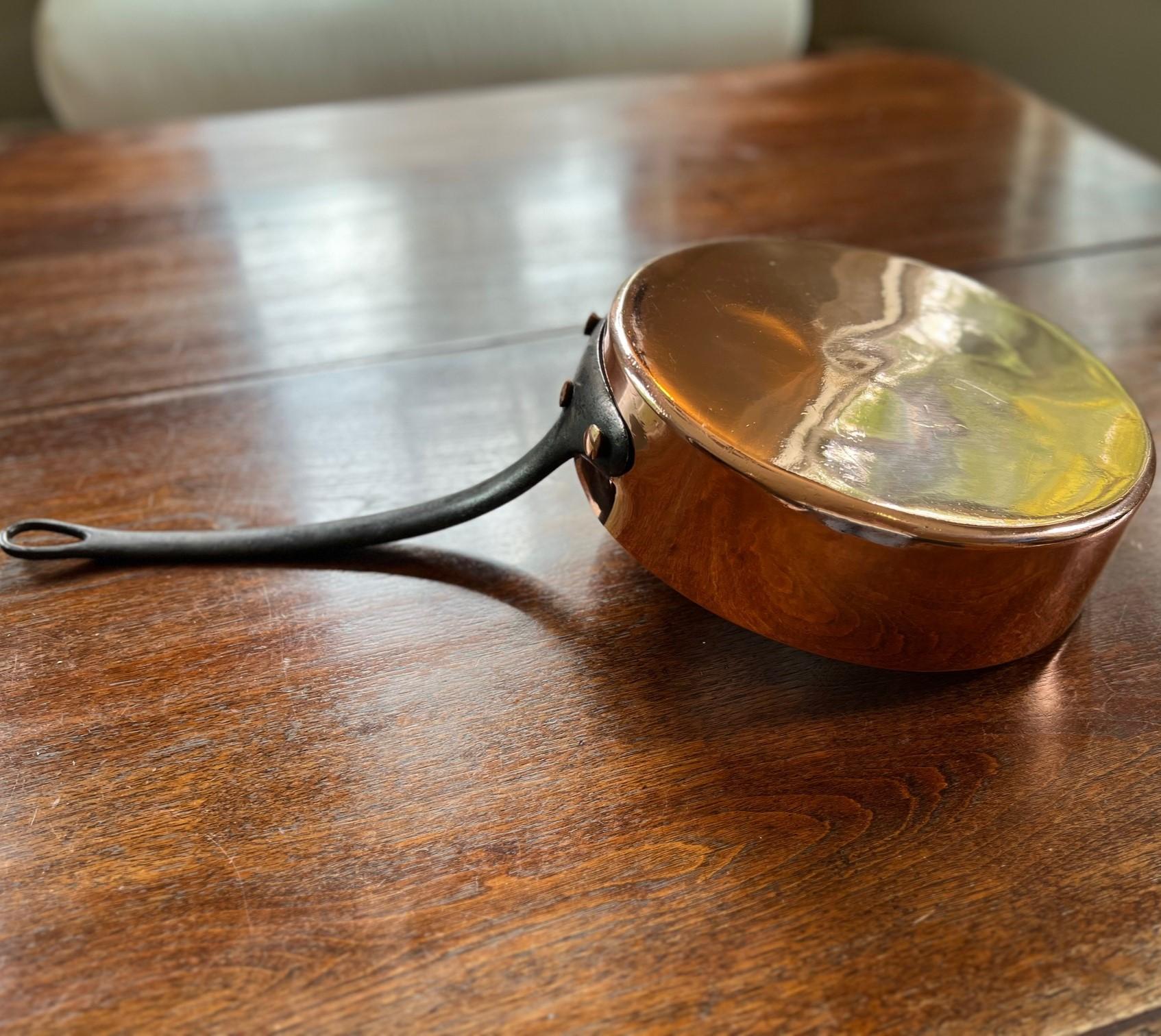 Antique French Copper Sauteuse - Retinned and Polished 6