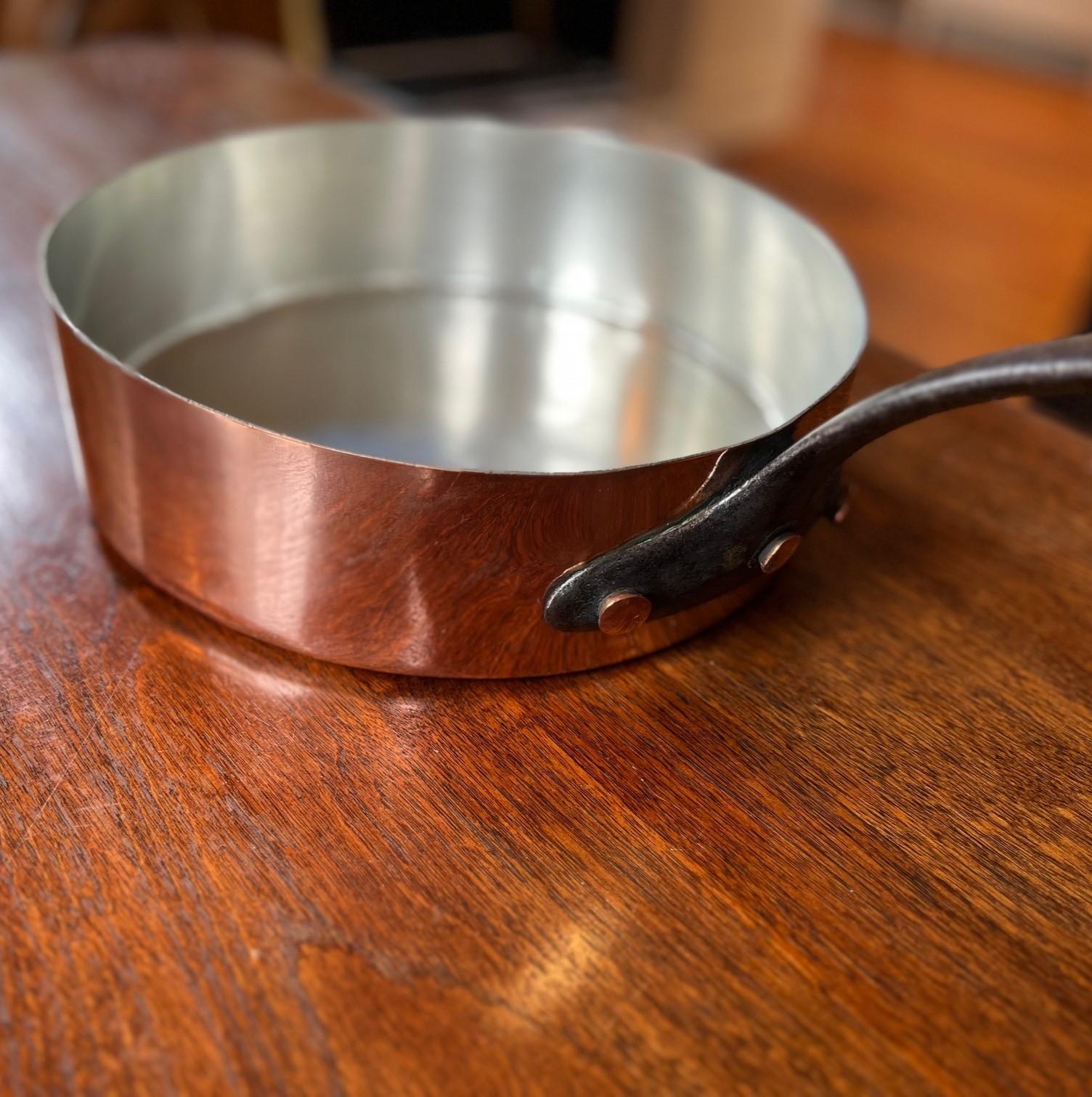 Art Nouveau Antique French Copper Sauteuse - Retinned and Polished