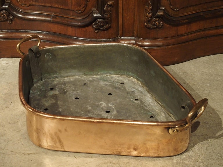Antique French Copper Turbotiere Fish Poacher, 18th Century For Sale at