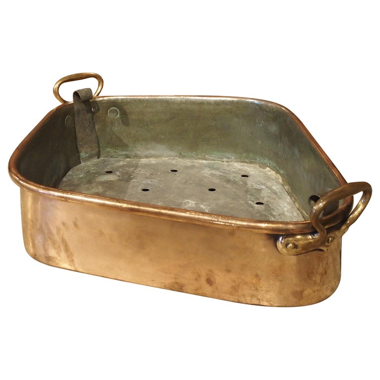 Antique French Copper Turbotiere Fish Poacher, 18th Century For Sale at