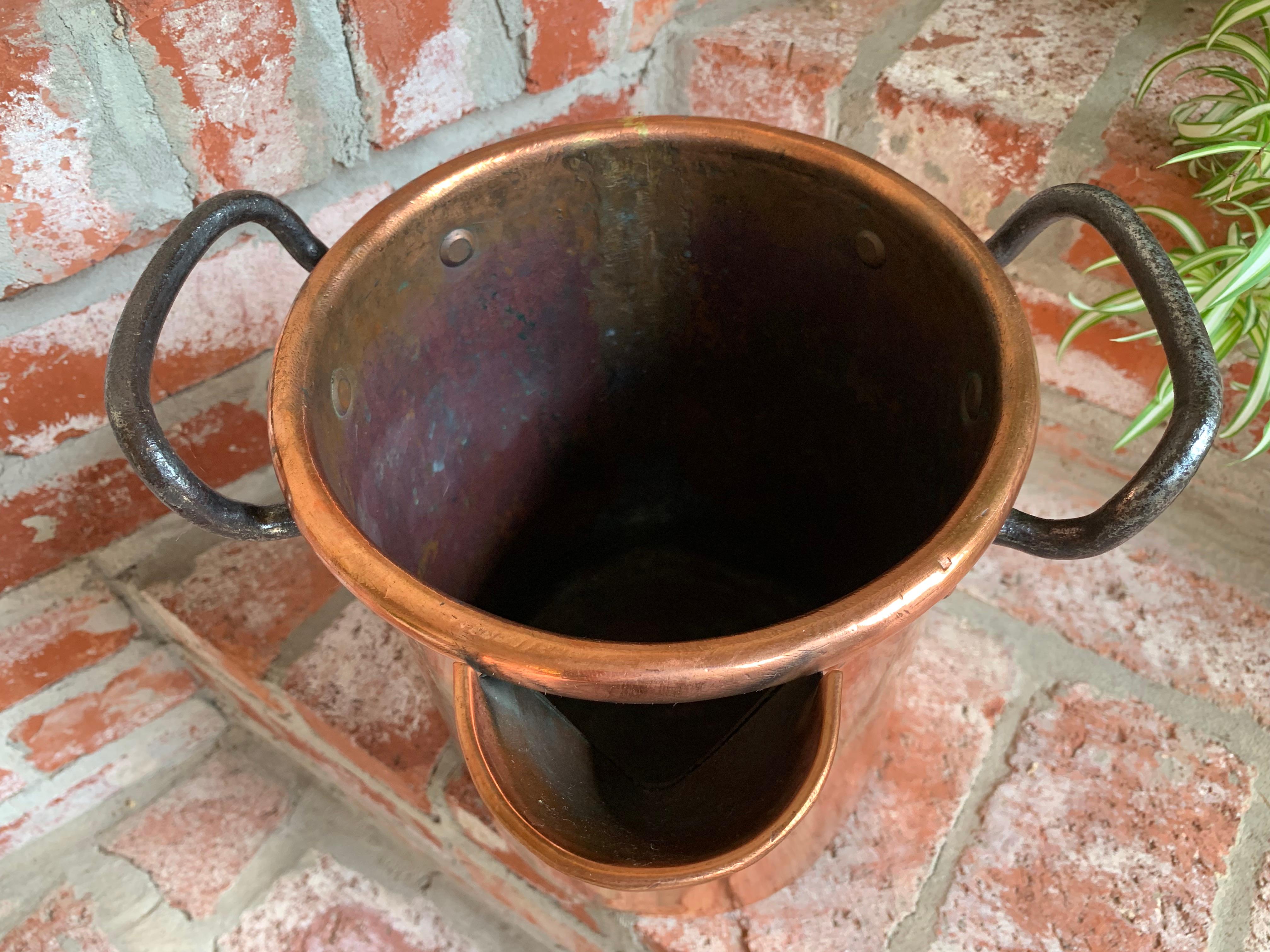 Antique French Copper Vessel Pot Riveted Wine Champagne Bucket 19th Century 12