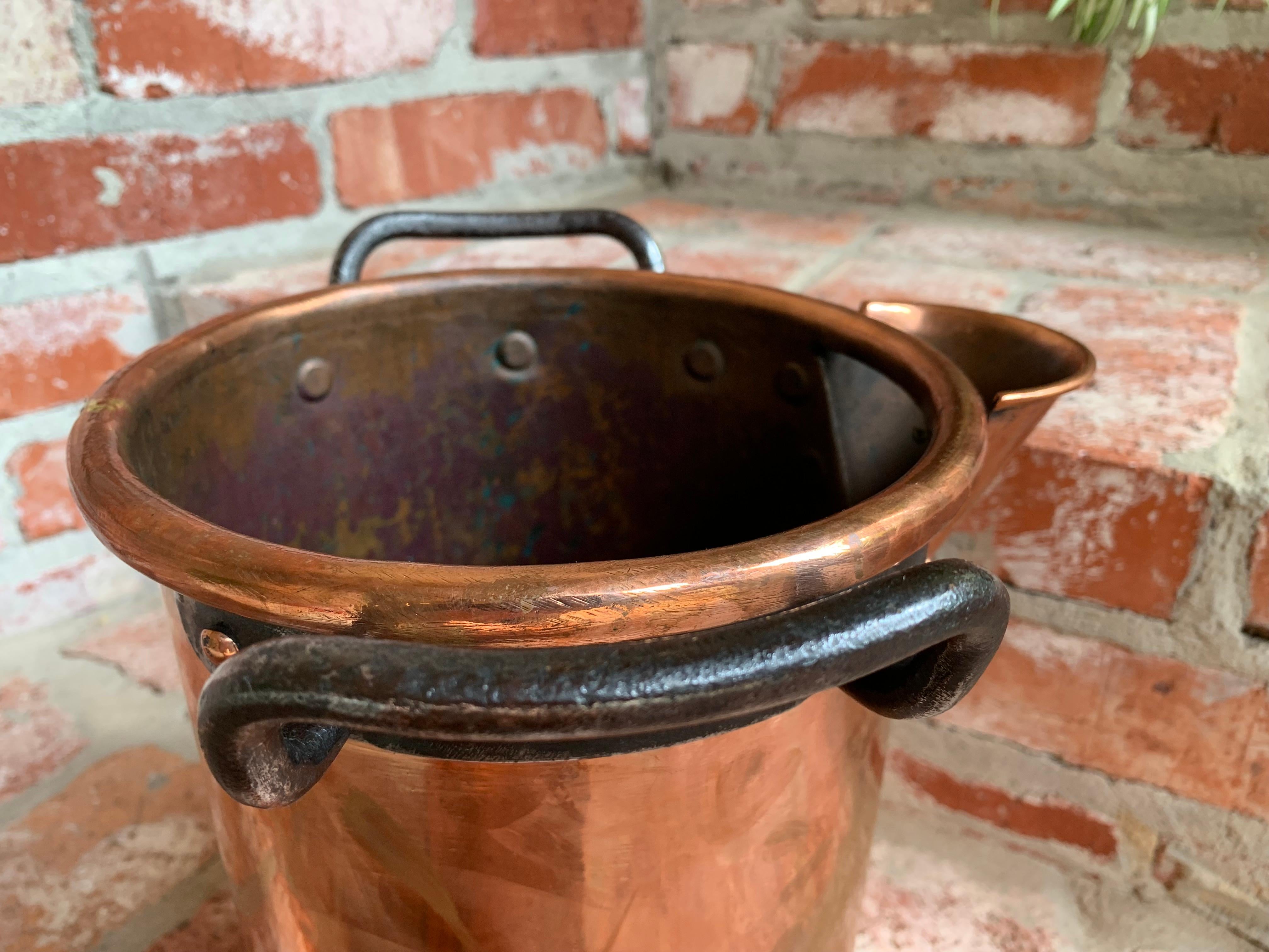 Antique French Copper Vessel Pot Riveted Wine Champagne Bucket 19th Century 3