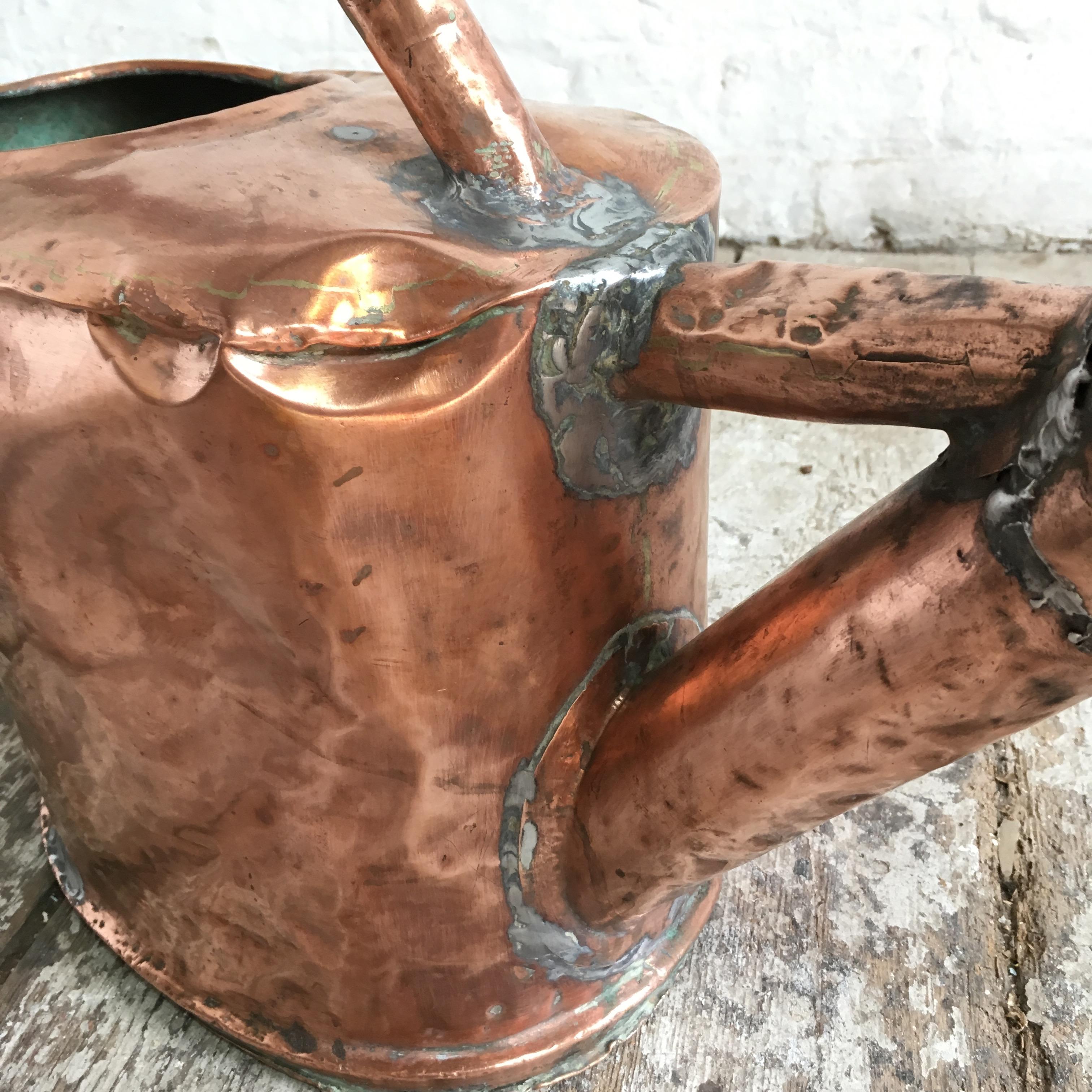 Hand-Crafted Antique French Copper Watering Can