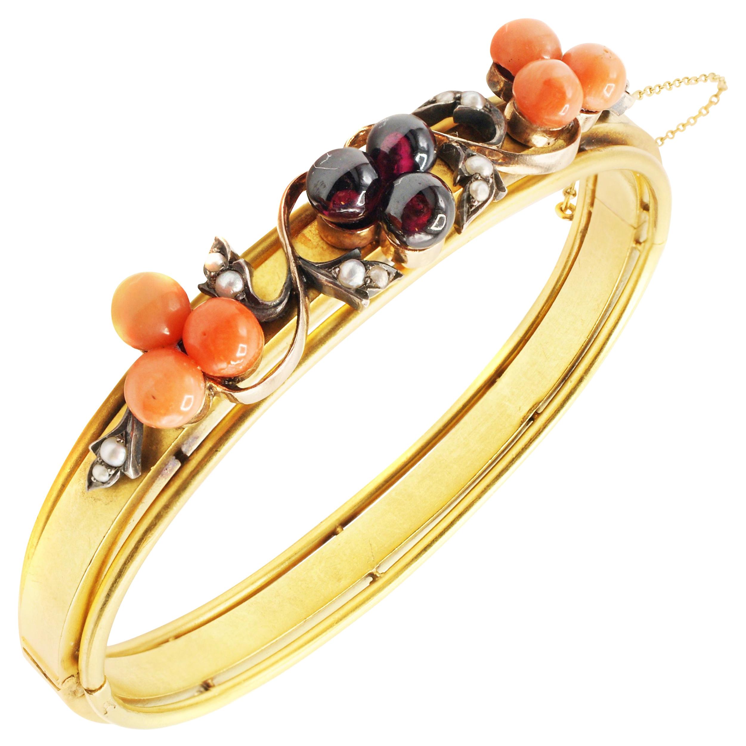 A Mid20th Century Pearl Gold Bangle For Sale at 1stDibs
