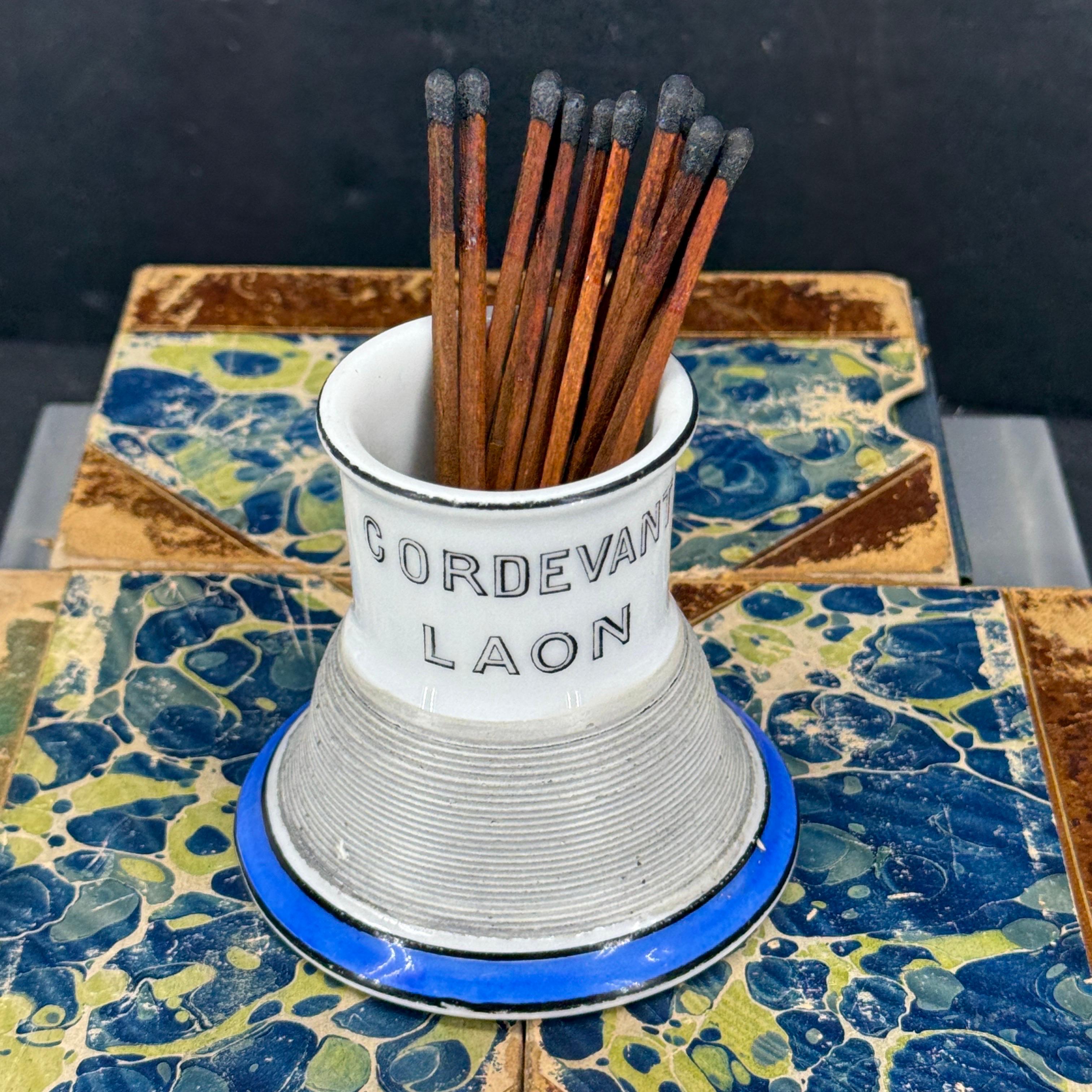 Antique French CORDEVANT LAON Match Holder With Striker For Sale 3