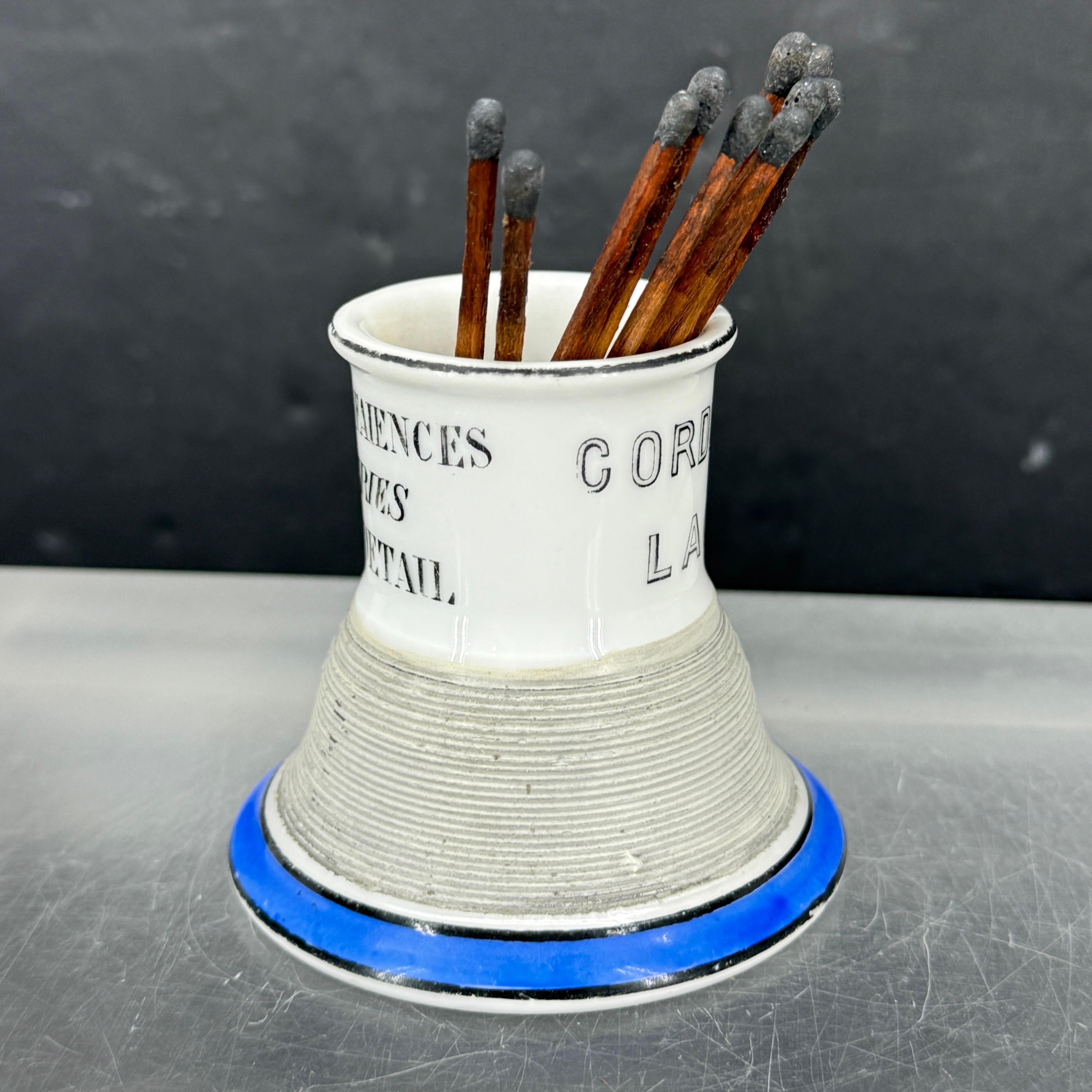20th Century Antique French CORDEVANT LAON Match Holder With Striker For Sale