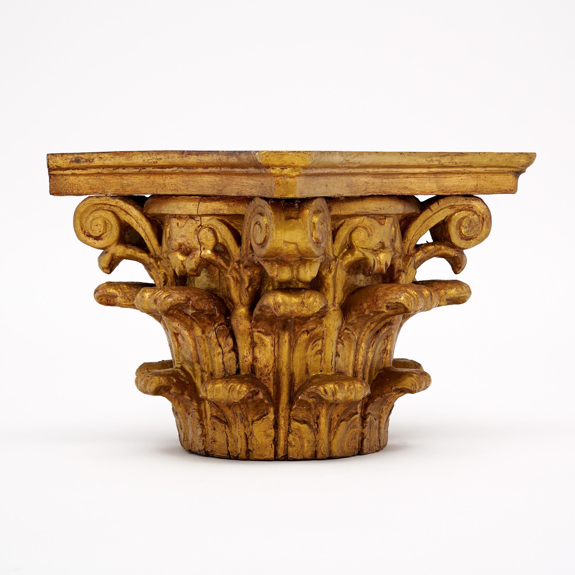 Gold Leaf Antique French Corinthian Capital For Sale