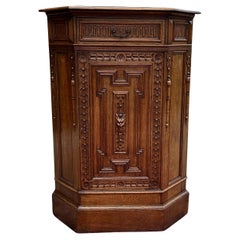 Antique French Corner Cabinet Cupboard Storage with Drawer Key Oak TALL 19th C