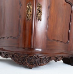 Antique French Corner Cabinet Mahogany Vitrine 1860