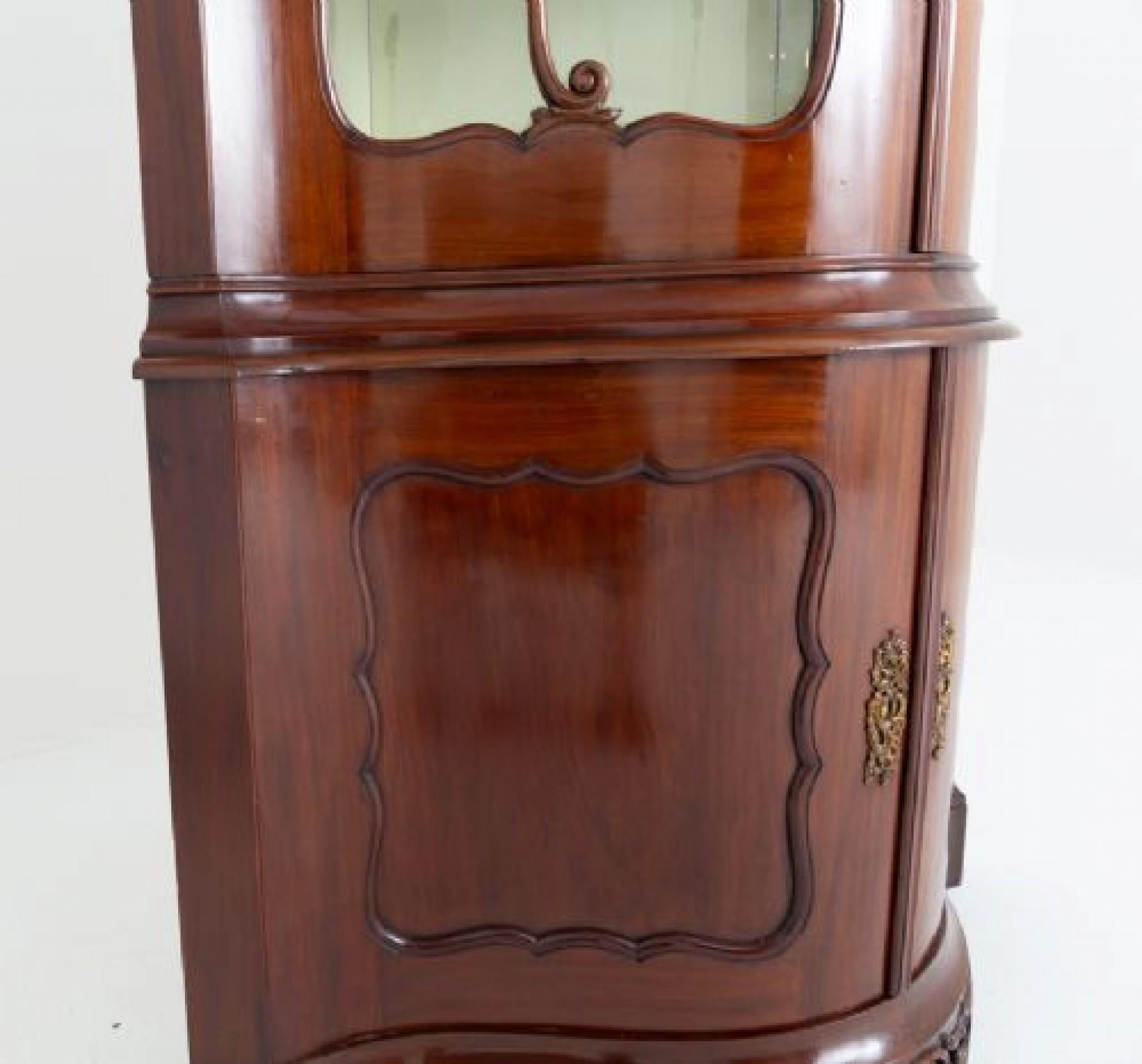 Acajou Ancienne vitrine d'angle française en acajou, 1860 en vente