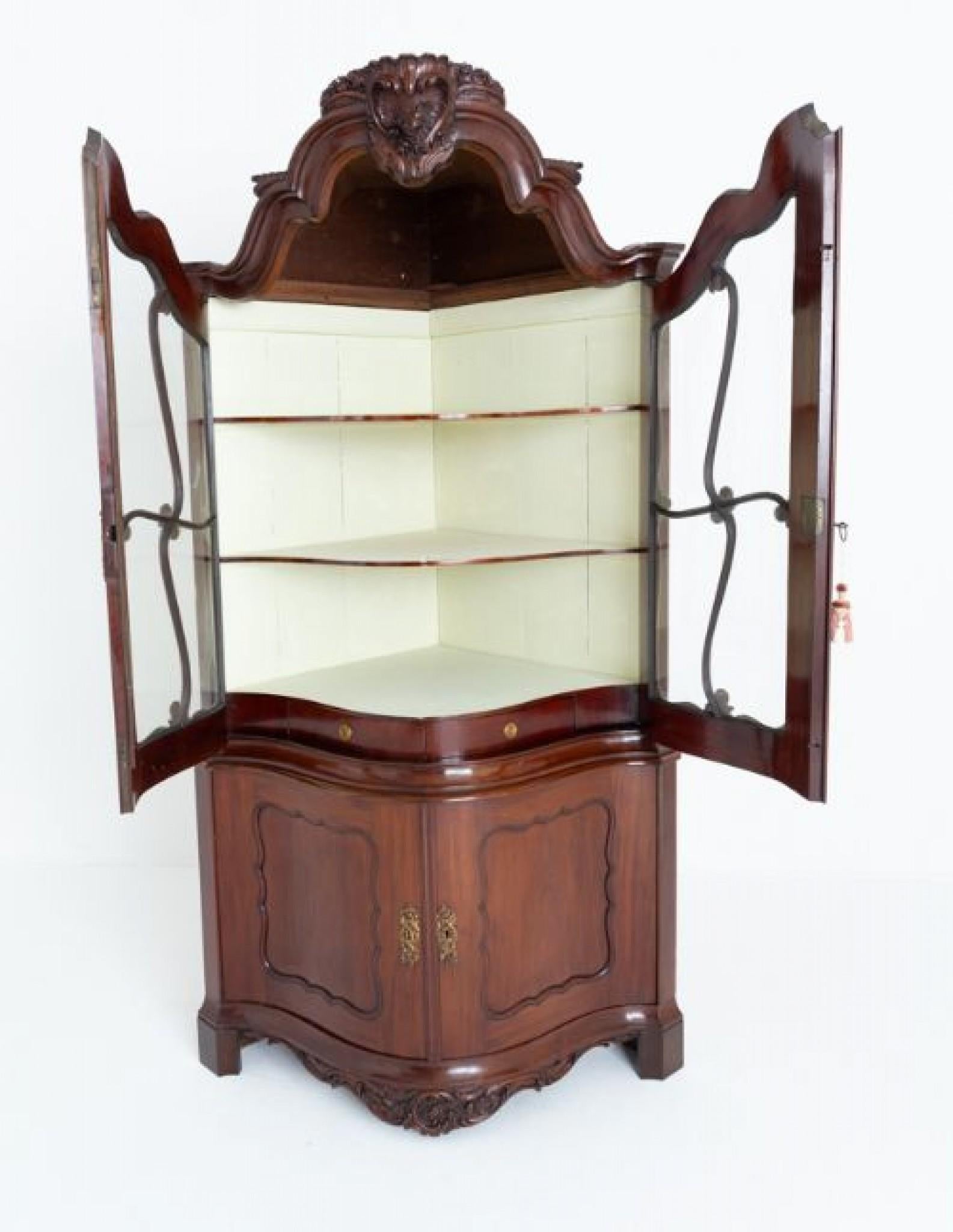 Ancienne vitrine d'angle française en acajou, 1860 en vente 2